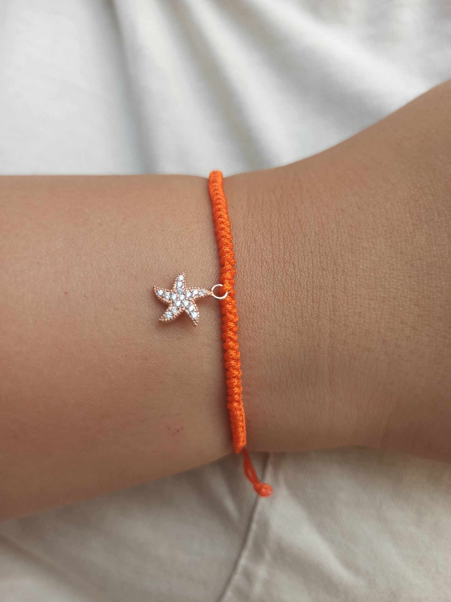 Taşlı gümüş deniz yıldızı charm ipli bileklik