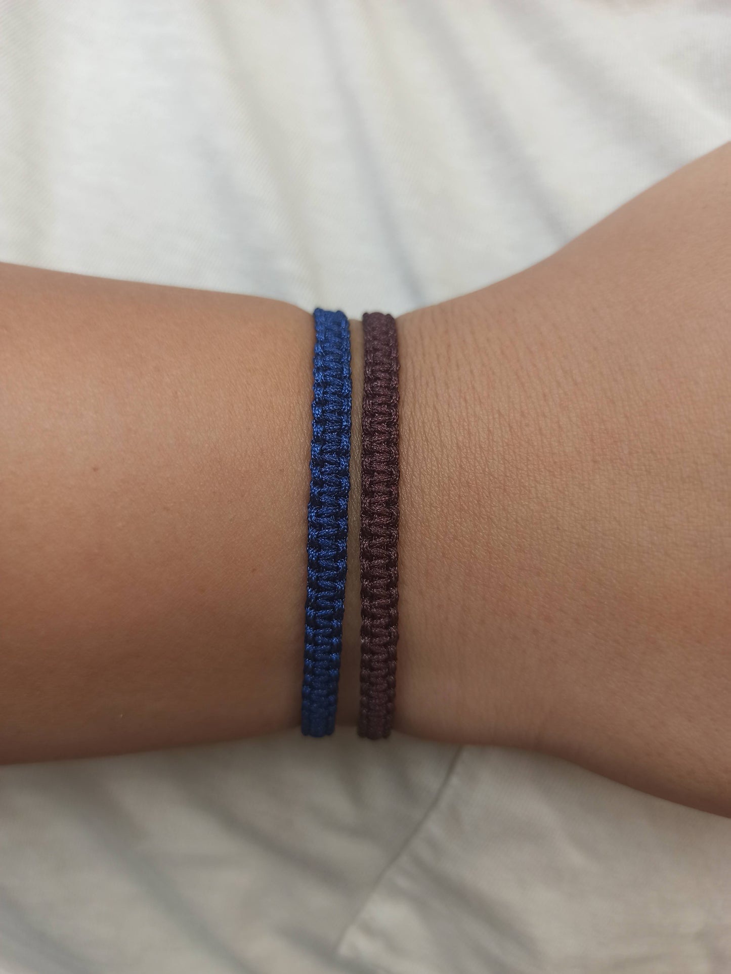 2'li makrome bileklik seti , lacivert ve acı kahve