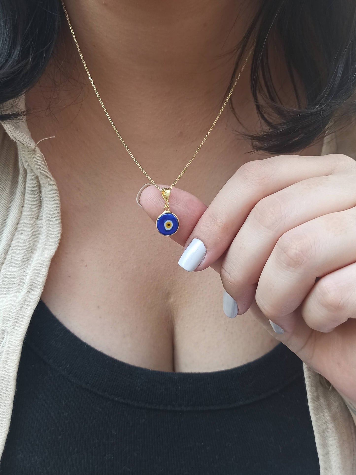 Minimal Nazar Boncuğu Kolye | Altın Kaplama Gümüş