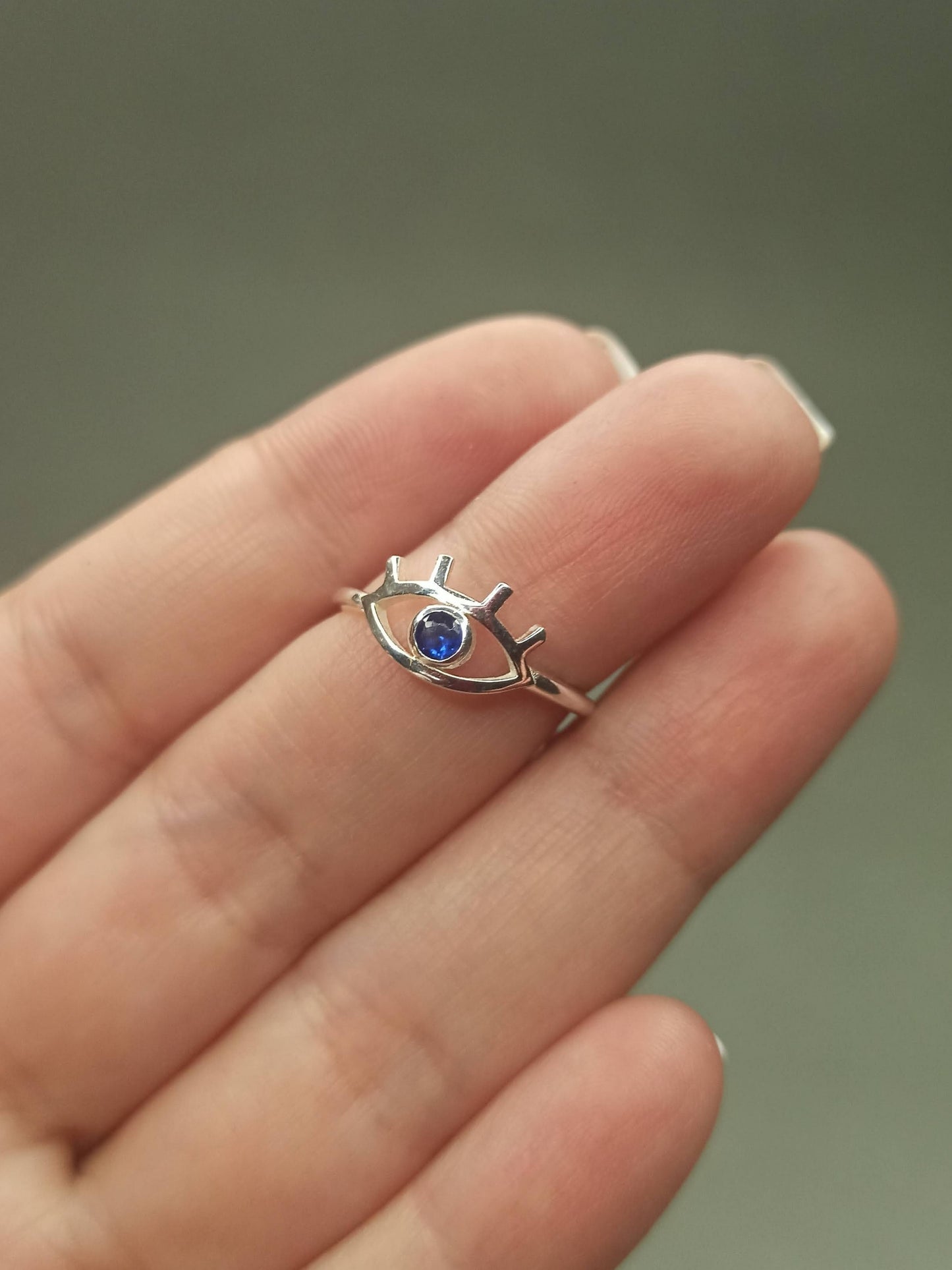 Minimalist Gümüş Göz Yüzük, Ayarlanabilir
