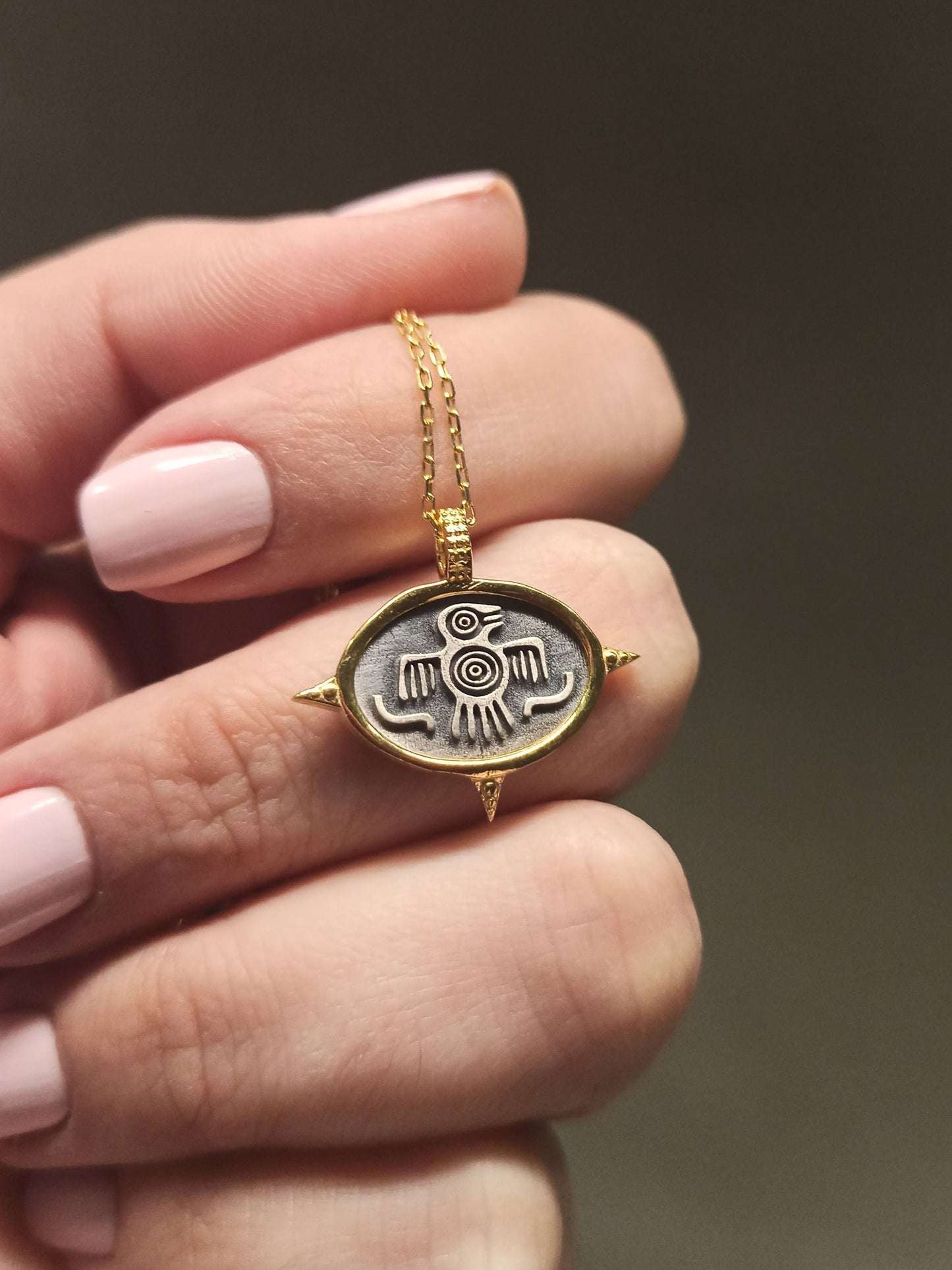 Aztek Spiral Ateş Kuşu Kolye