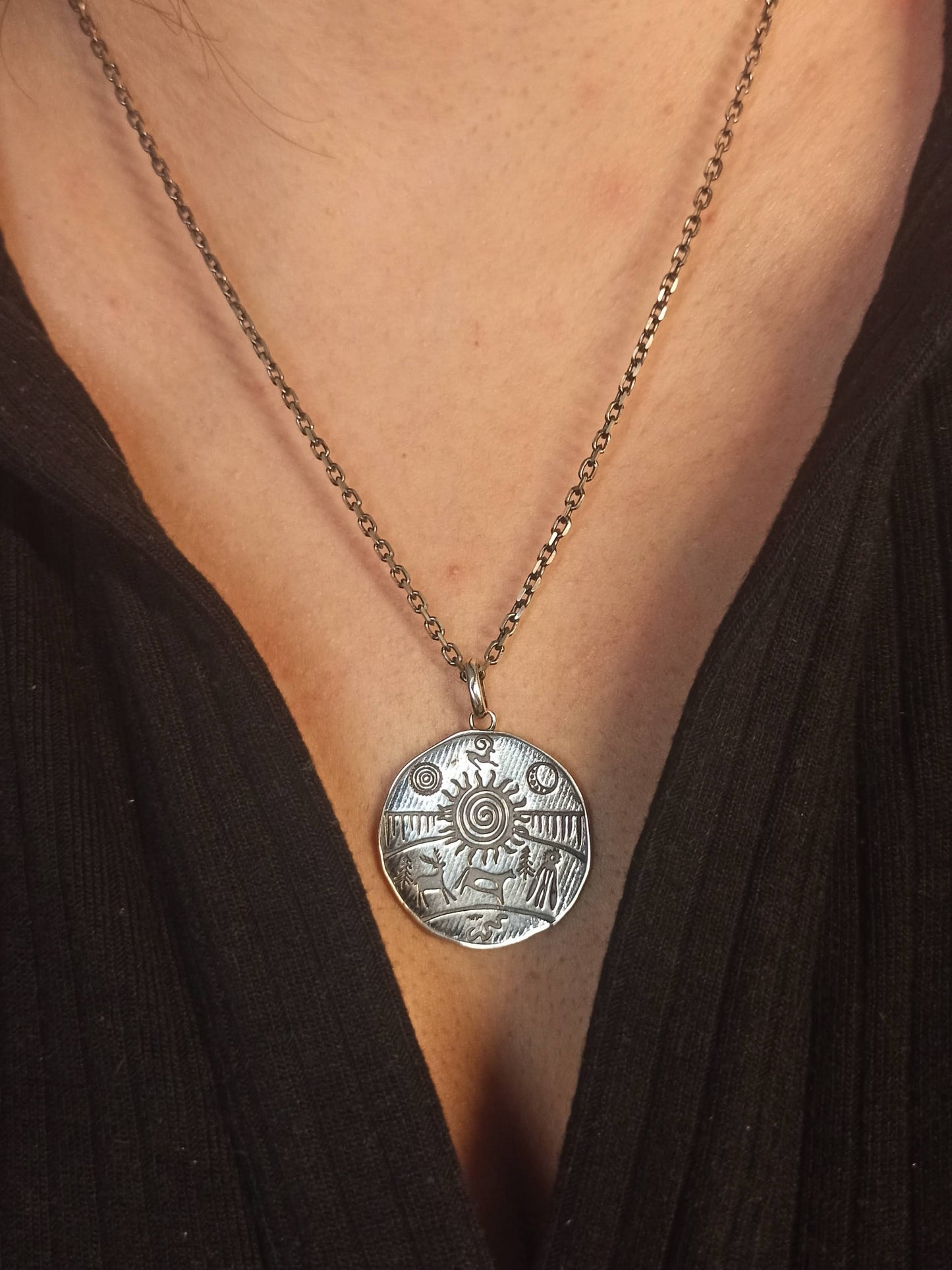 Şaman Davulu Spiral Motifli Erkek Kolye