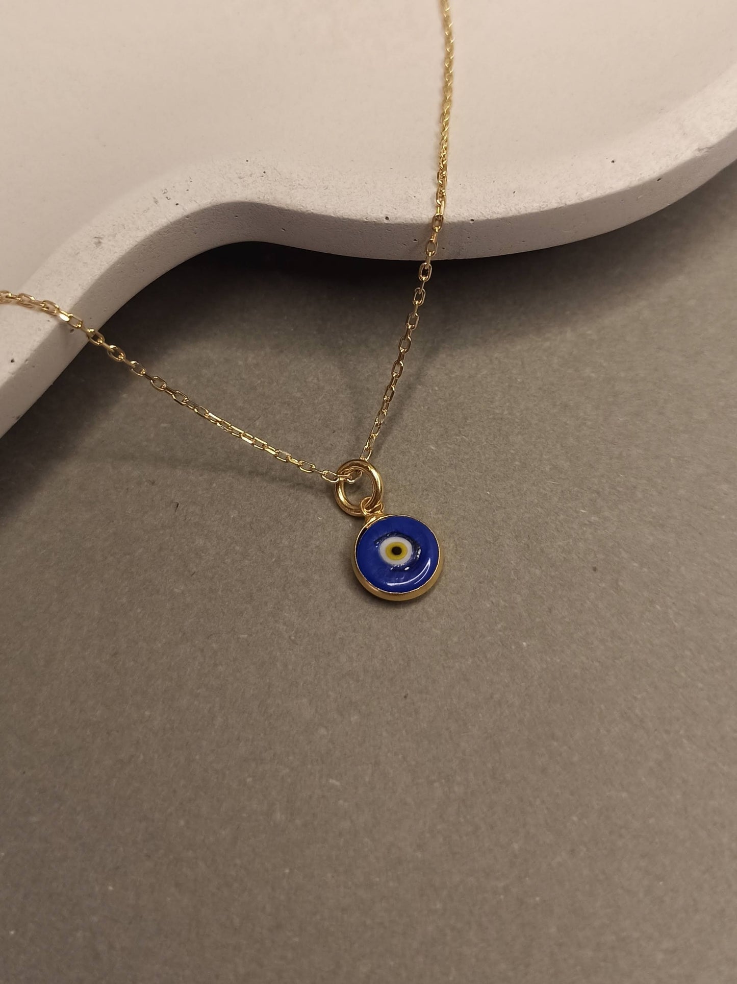 Gümüş Nazar Boncuğu Kolye, Altın Kaplama