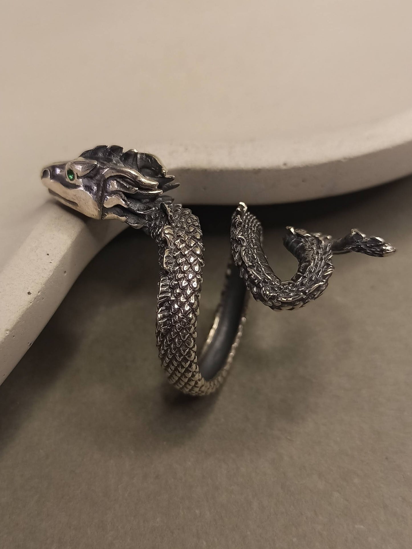 Sarmal Ejderha Yüzük | 925 Gümüş , Ayarlanabilir