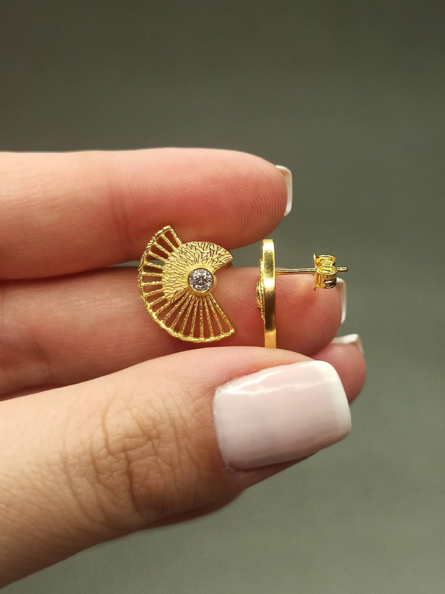 Gümüş Japon Yelpazesi Küpe