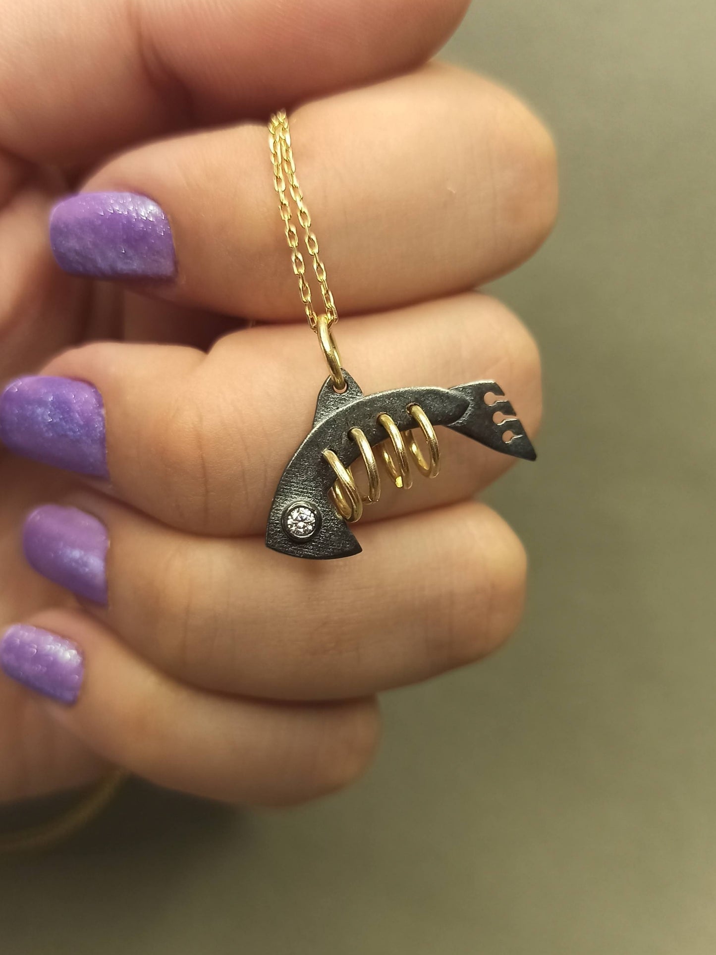 Gümüş Balık Kılçığı Kolye - Bereket Kolyesi