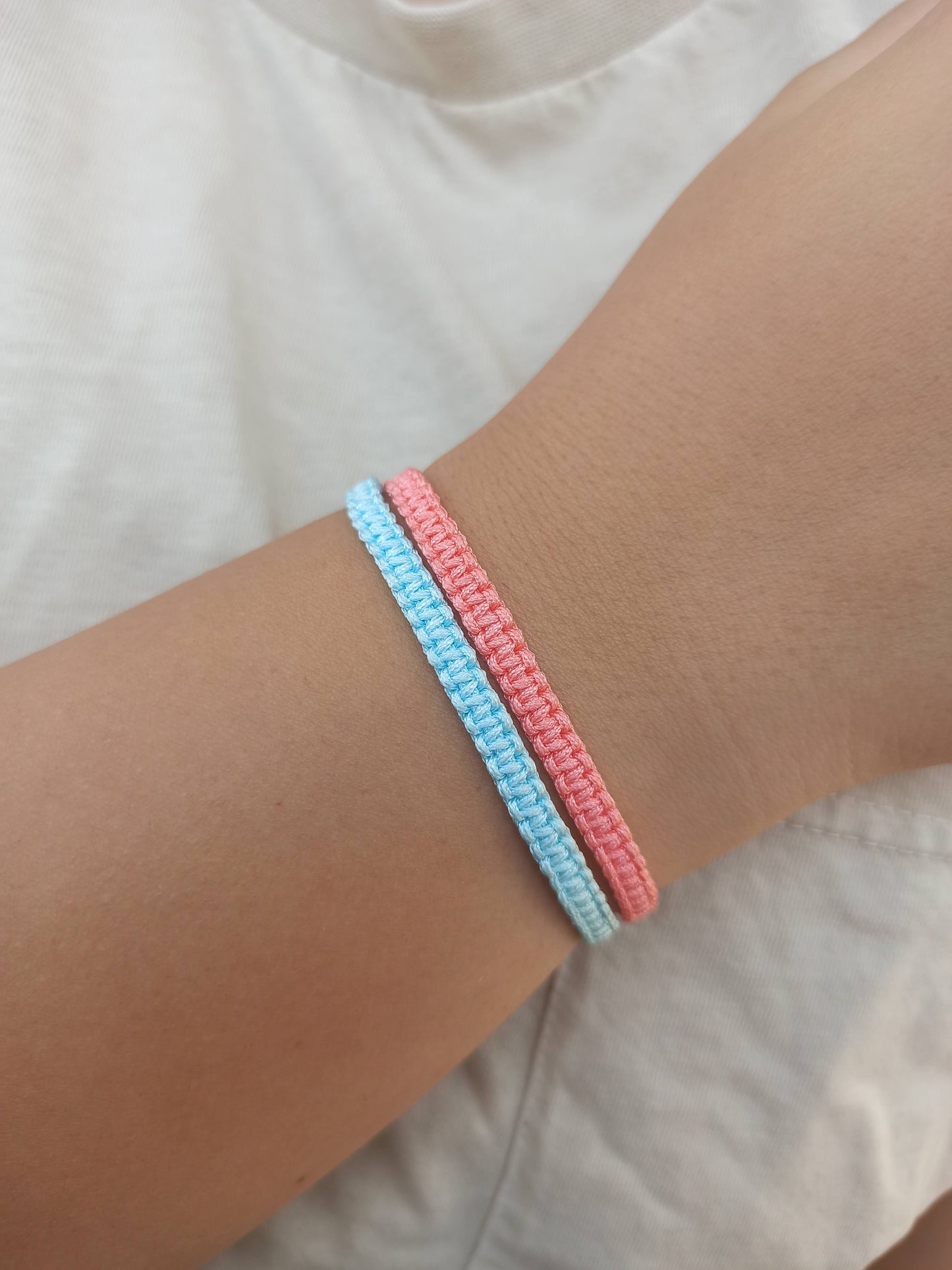 2'li makrome ip bileklik  , bebe mavisi ve yavru ağzı