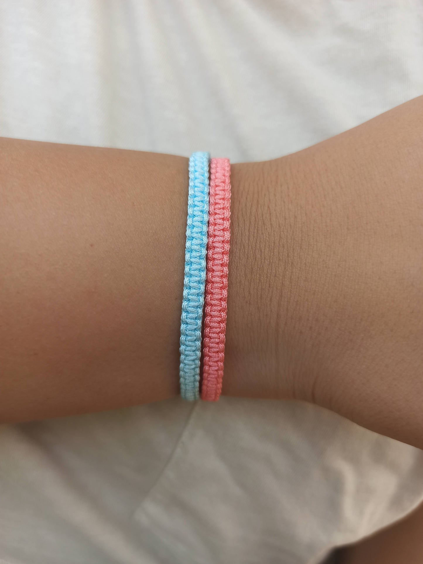 2'li makrome ip bileklik  , bebe mavisi ve yavru ağzı