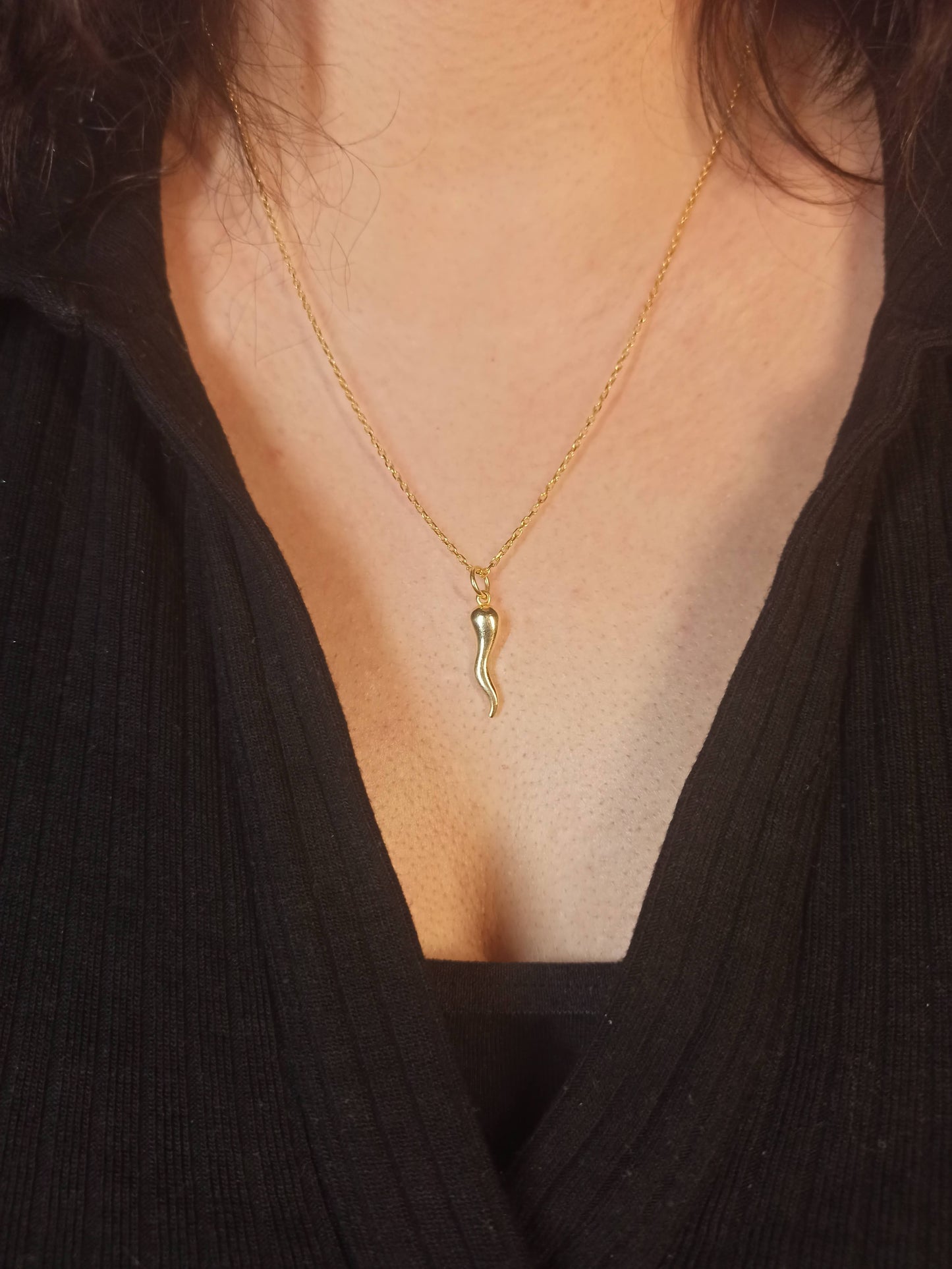 Gümüş Cornicello Kolye (İtalyan Şans Boynuzu)