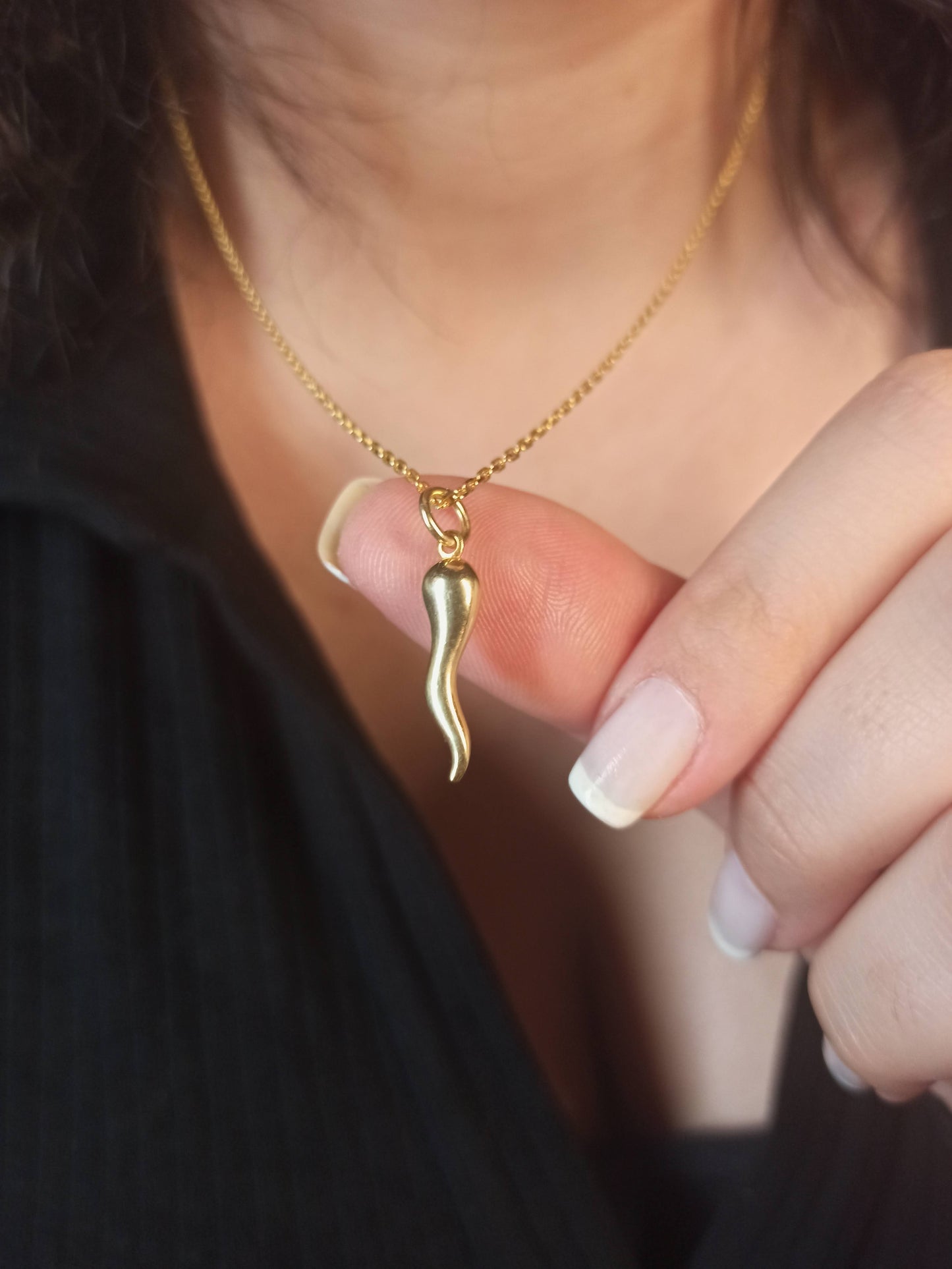 Gümüş Cornicello Kolye (İtalyan Şans Boynuzu)