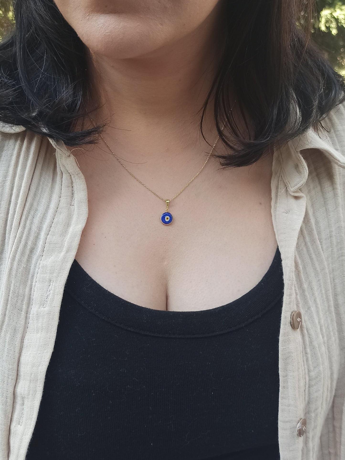 Minimal Nazar Boncuğu Kolye | Altın Kaplama Gümüş