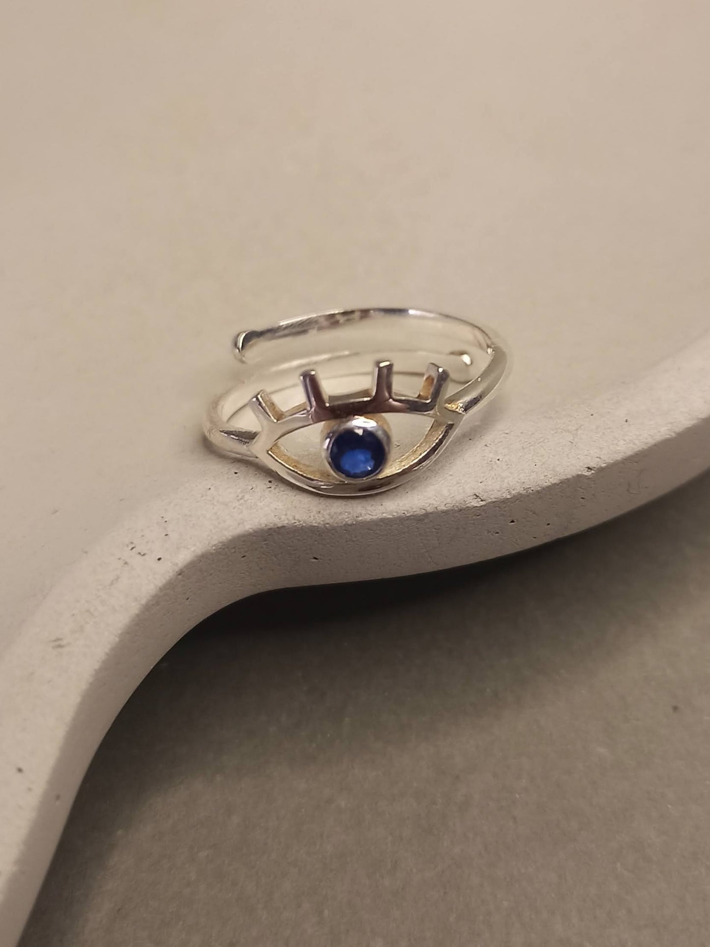 Minimalist Gümüş Göz Yüzük, Ayarlanabilir