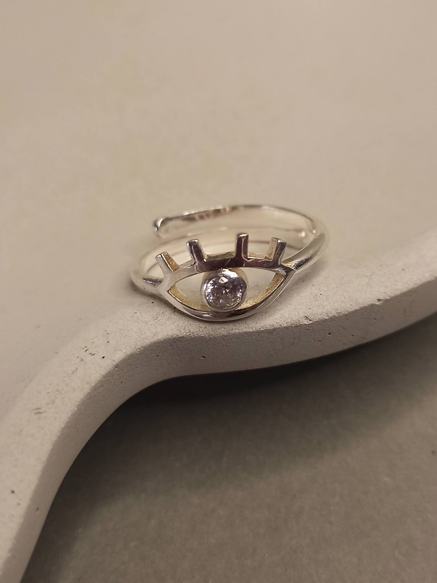 Minimalist Gümüş Göz Yüzük, Ayarlanabilir