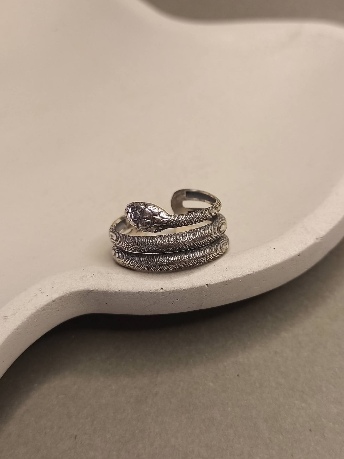 Gümüş Spiral Yılan Yüzük, Ayarlanabilir