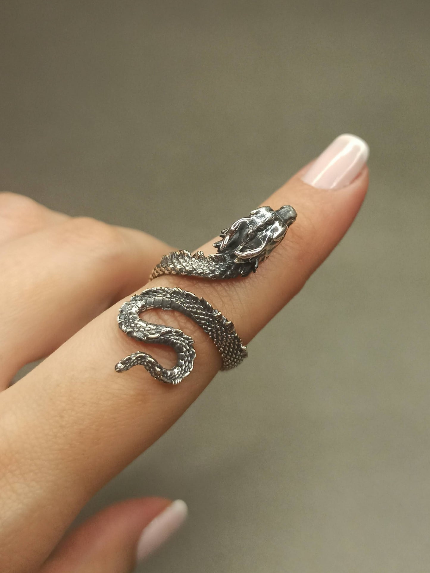Sarmal Ejderha Yüzük | 925 Gümüş , Ayarlanabilir