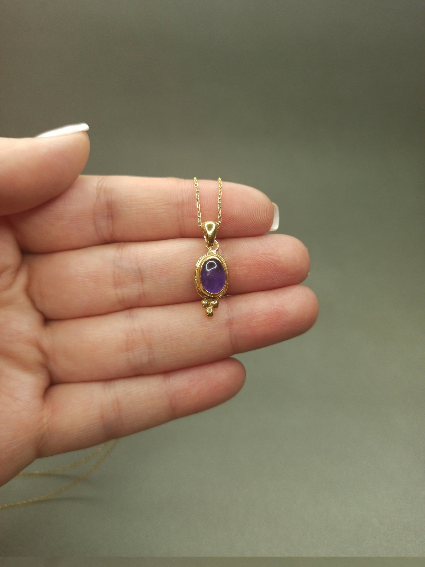 Doğal Ametist Taşlı Kolye