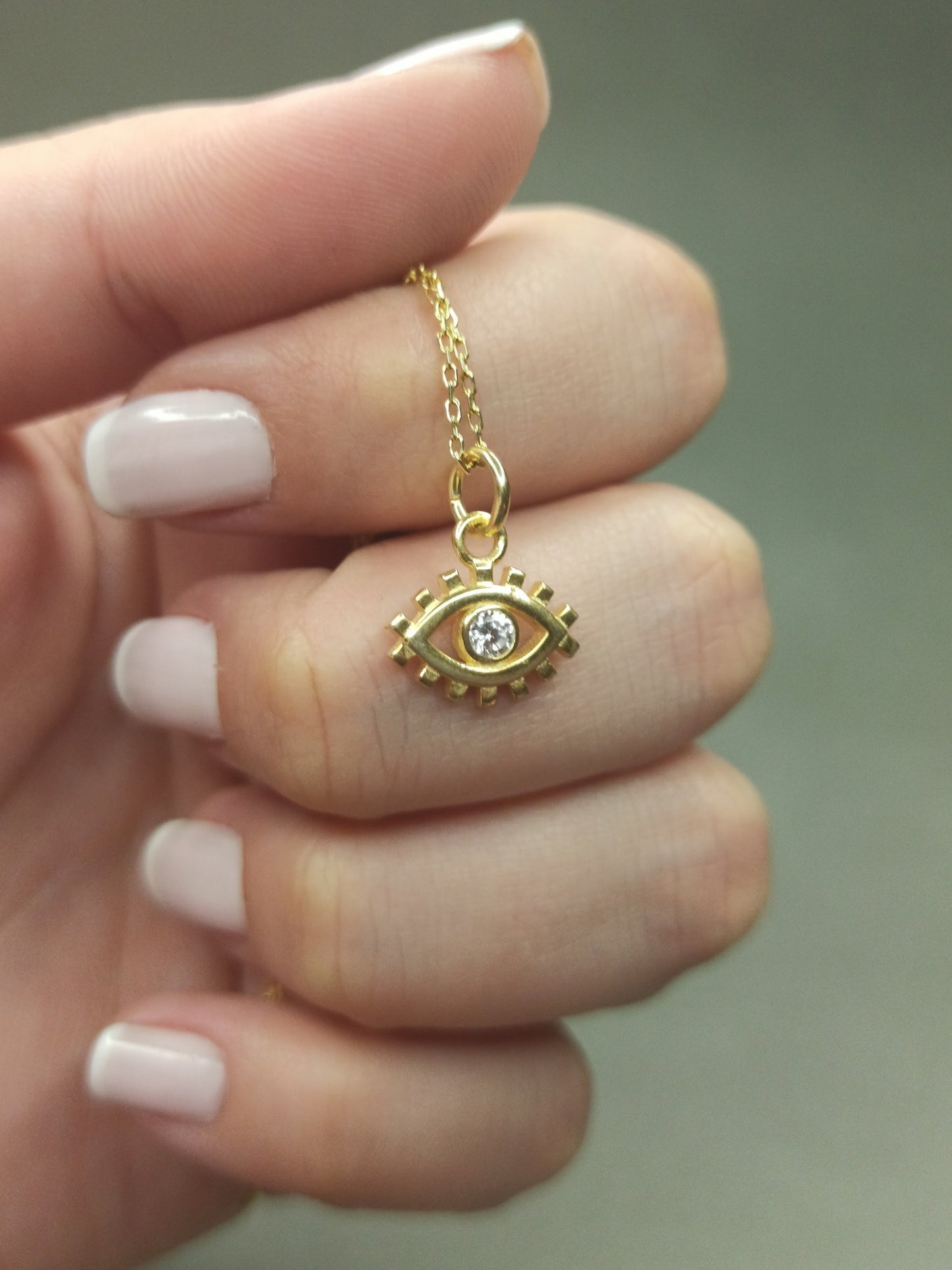 Mini Zirkon Taşlı Göz Kolye, Nazarlık Koruyucu Takı