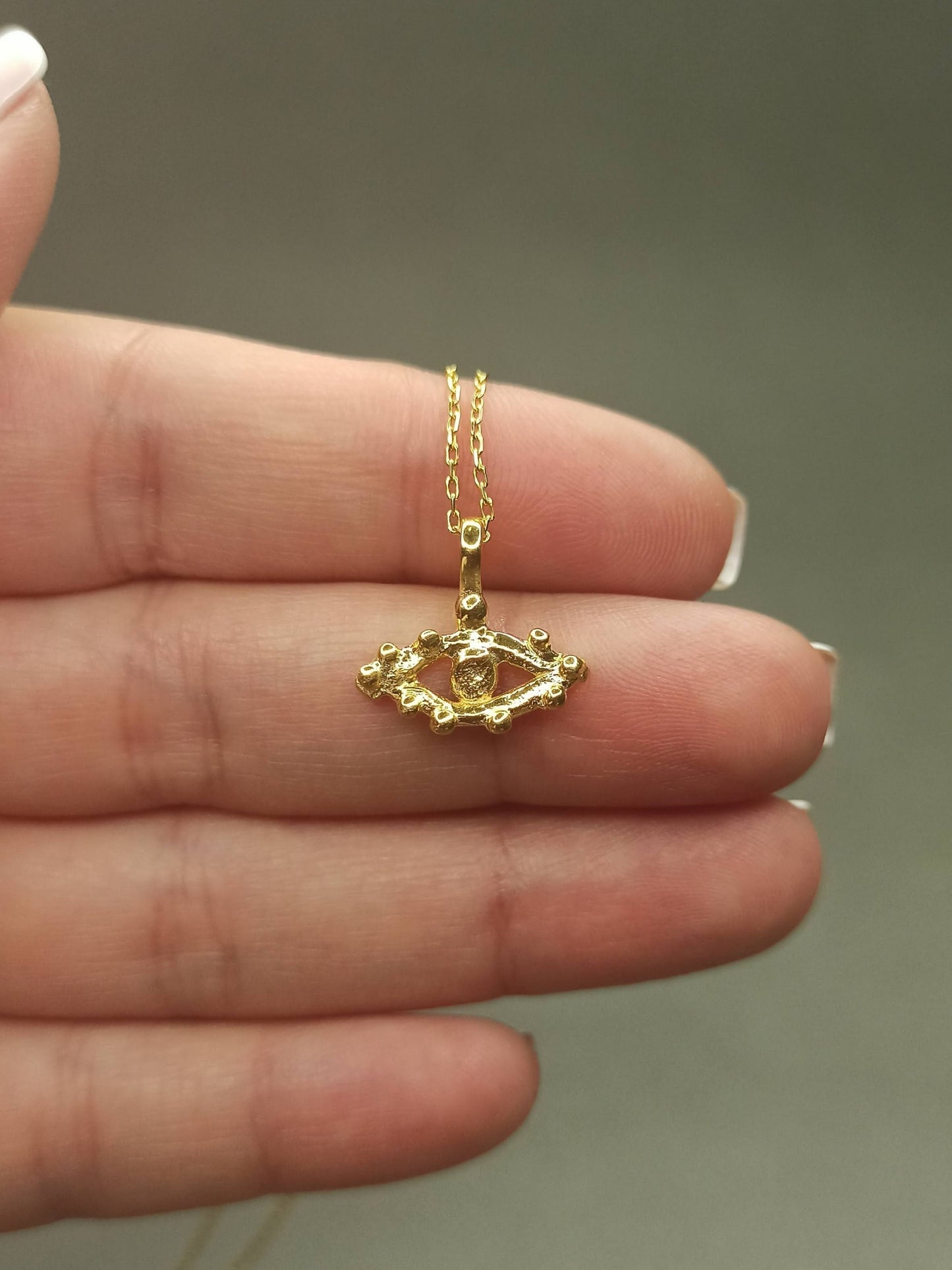 Gümüş Antik Göz Kolye | Nazarlık ve Koruma Sembolü