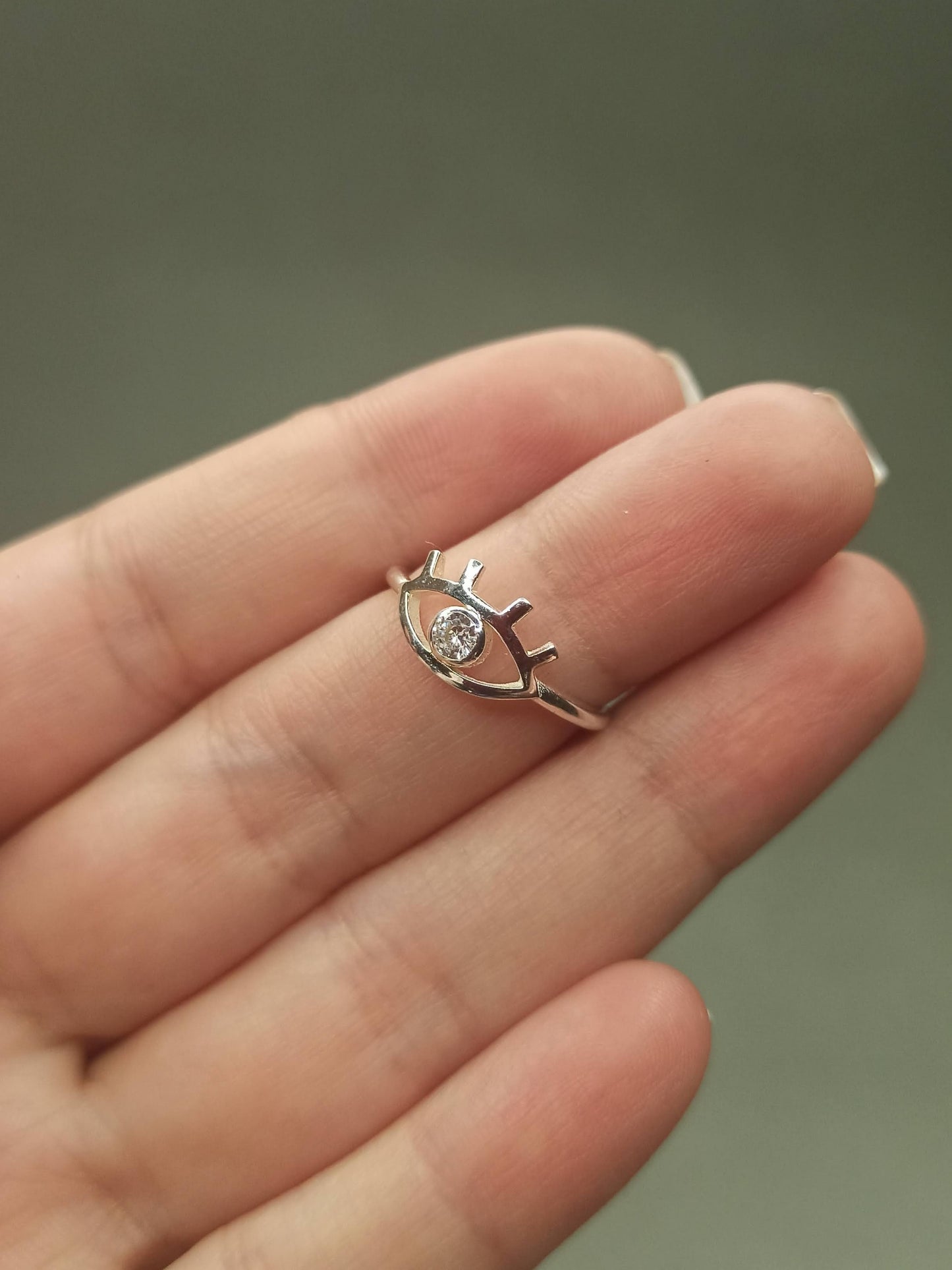 Minimalist Gümüş Göz Yüzük, Ayarlanabilir