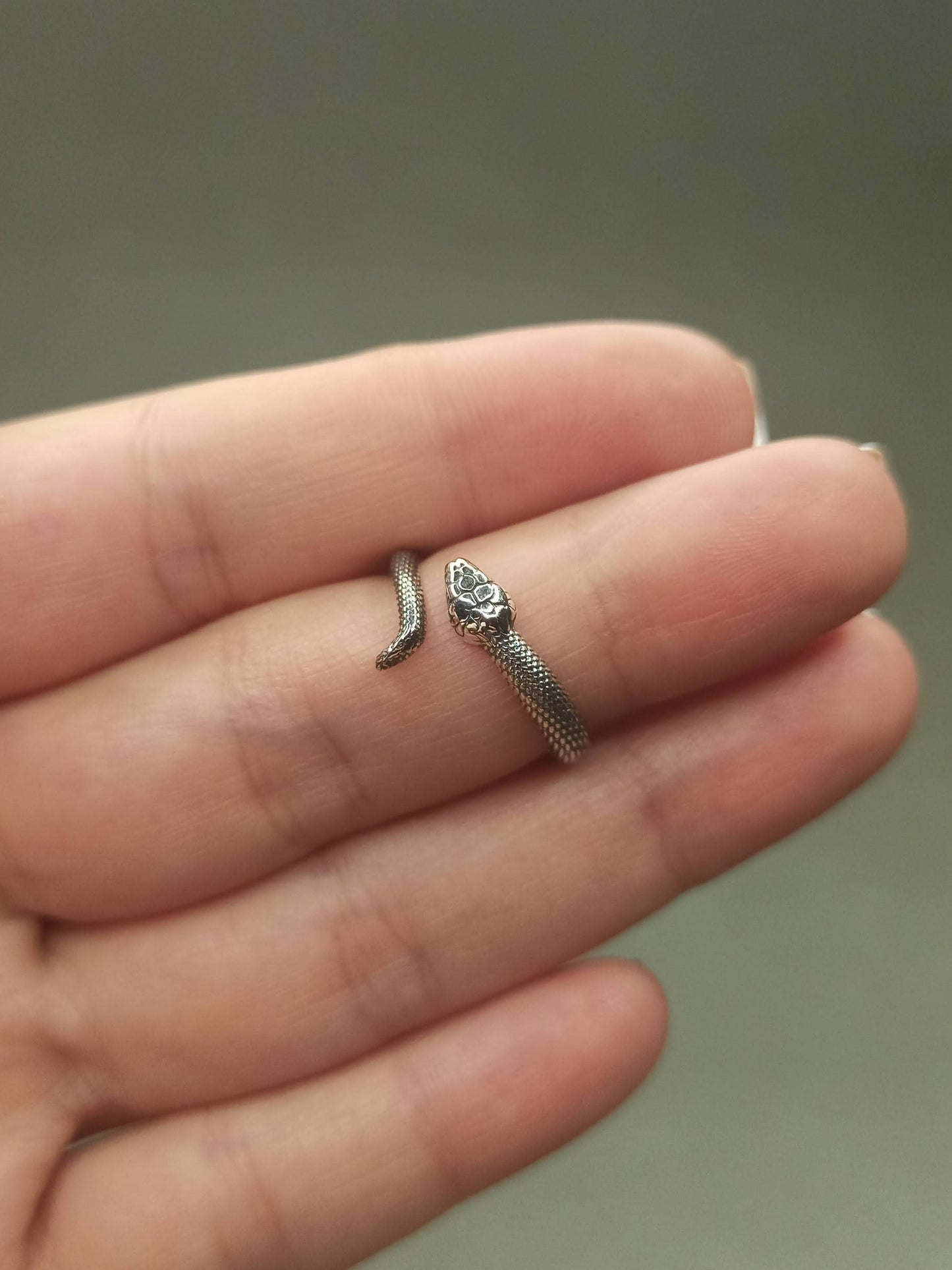 Minimalist Gümüş Yılan Yüzük, Ayarlanabilir