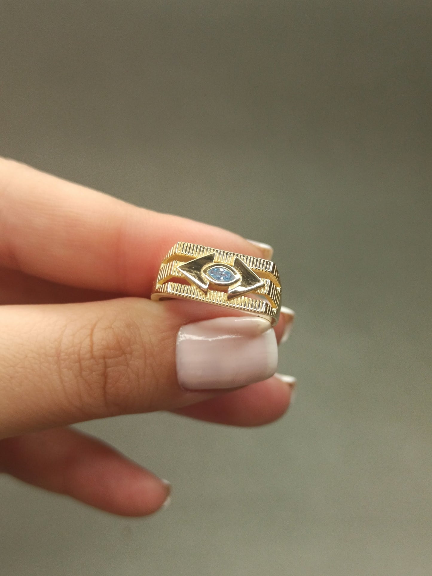 Markiz Taşlı Gümüş Şovalye Yüzük, Ayarlanabilir