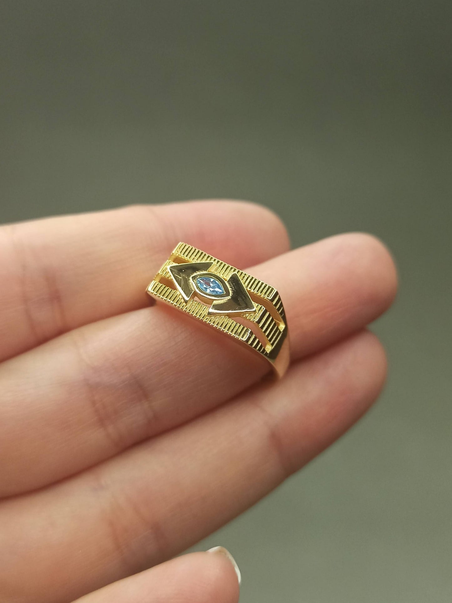 Markiz Taşlı Gümüş Şovalye Yüzük, Ayarlanabilir