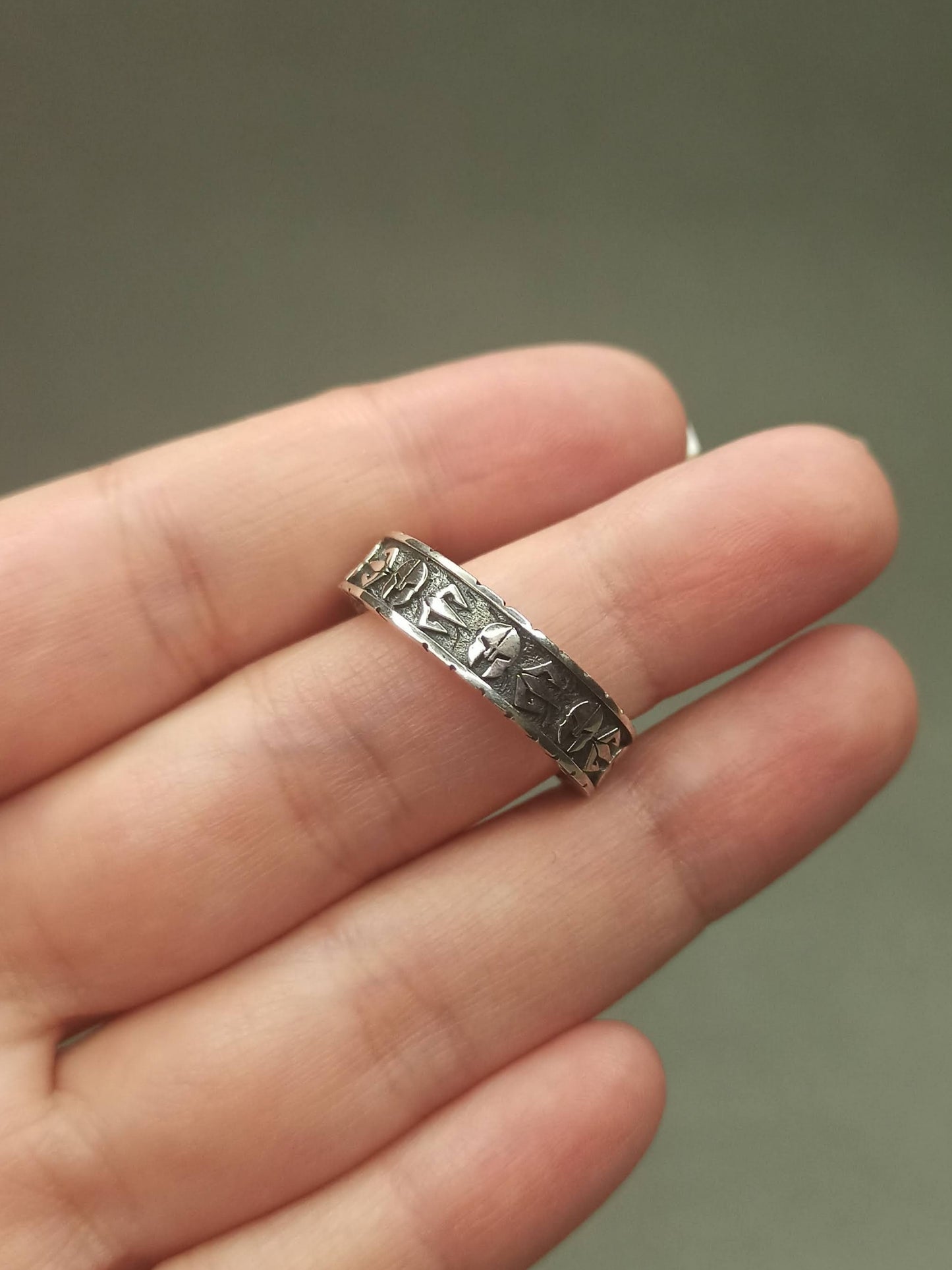 Gümüş Spartalı Miğfer Erkek Yüzüğü, Ayarlanabilir