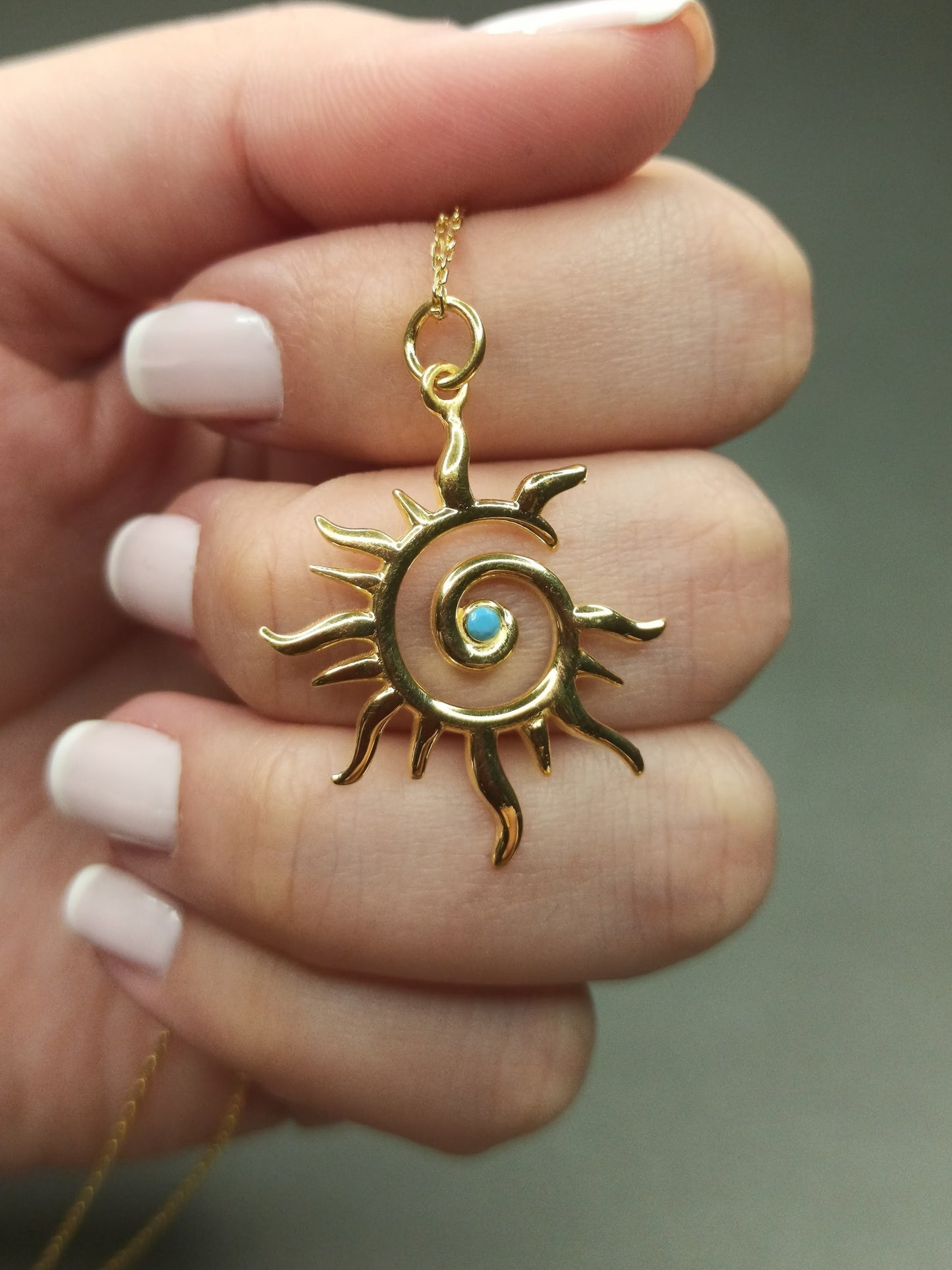 Gümüş Spiral Güneş Kolye