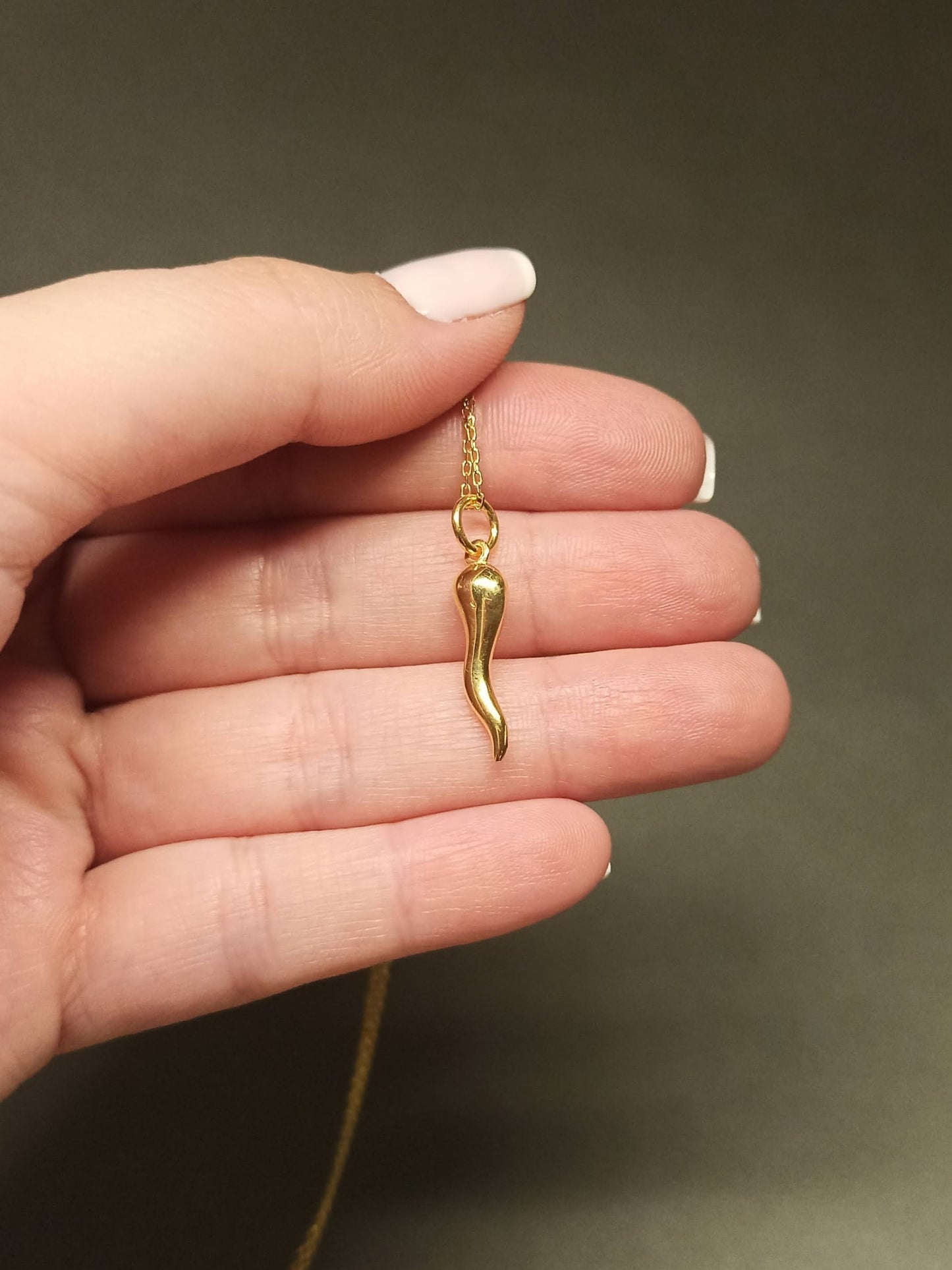 Gümüş Cornicello Kolye (İtalyan Şans Boynuzu)