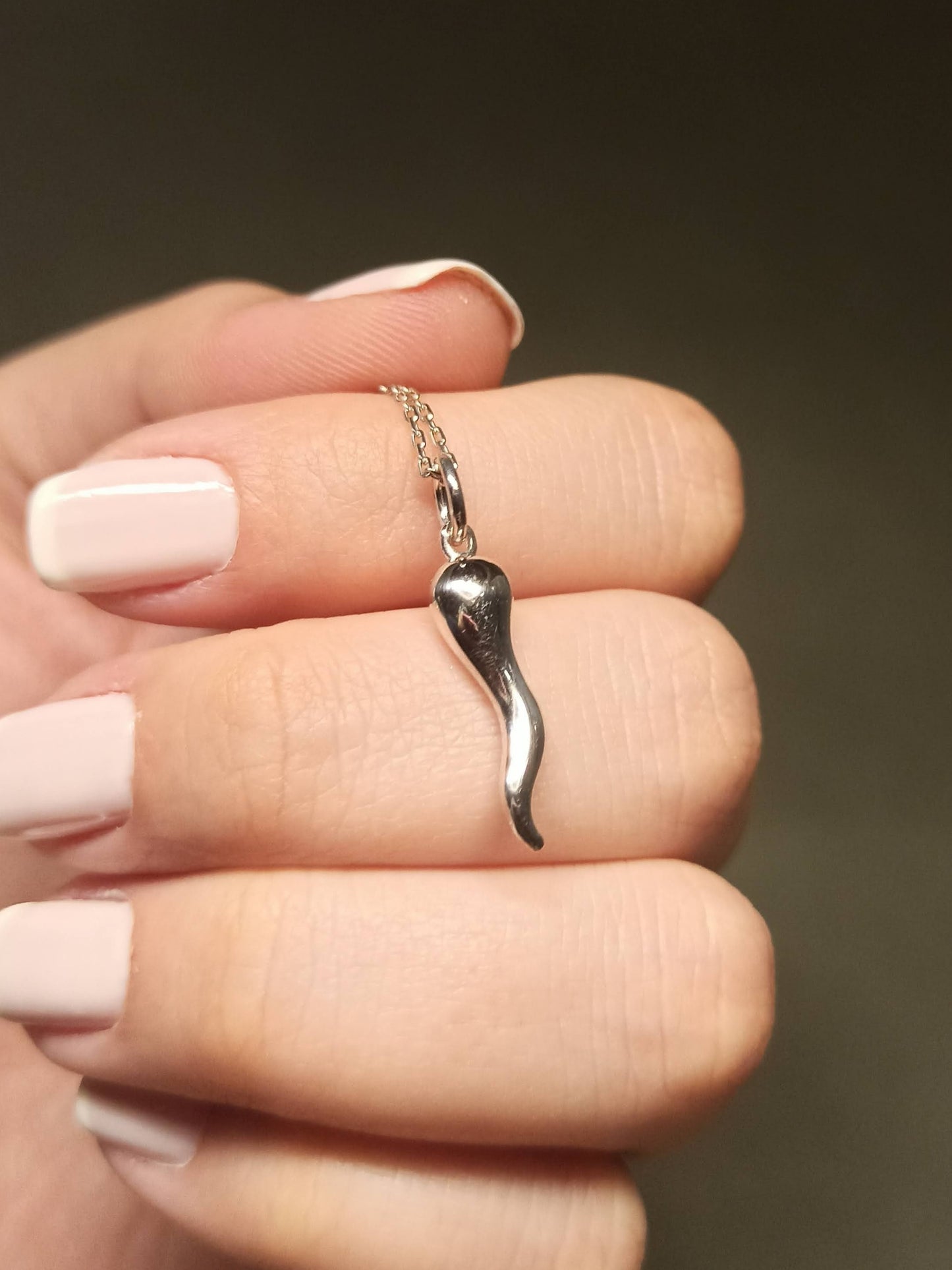 Gümüş Cornicello Kolye (İtalyan Şans Boynuzu)