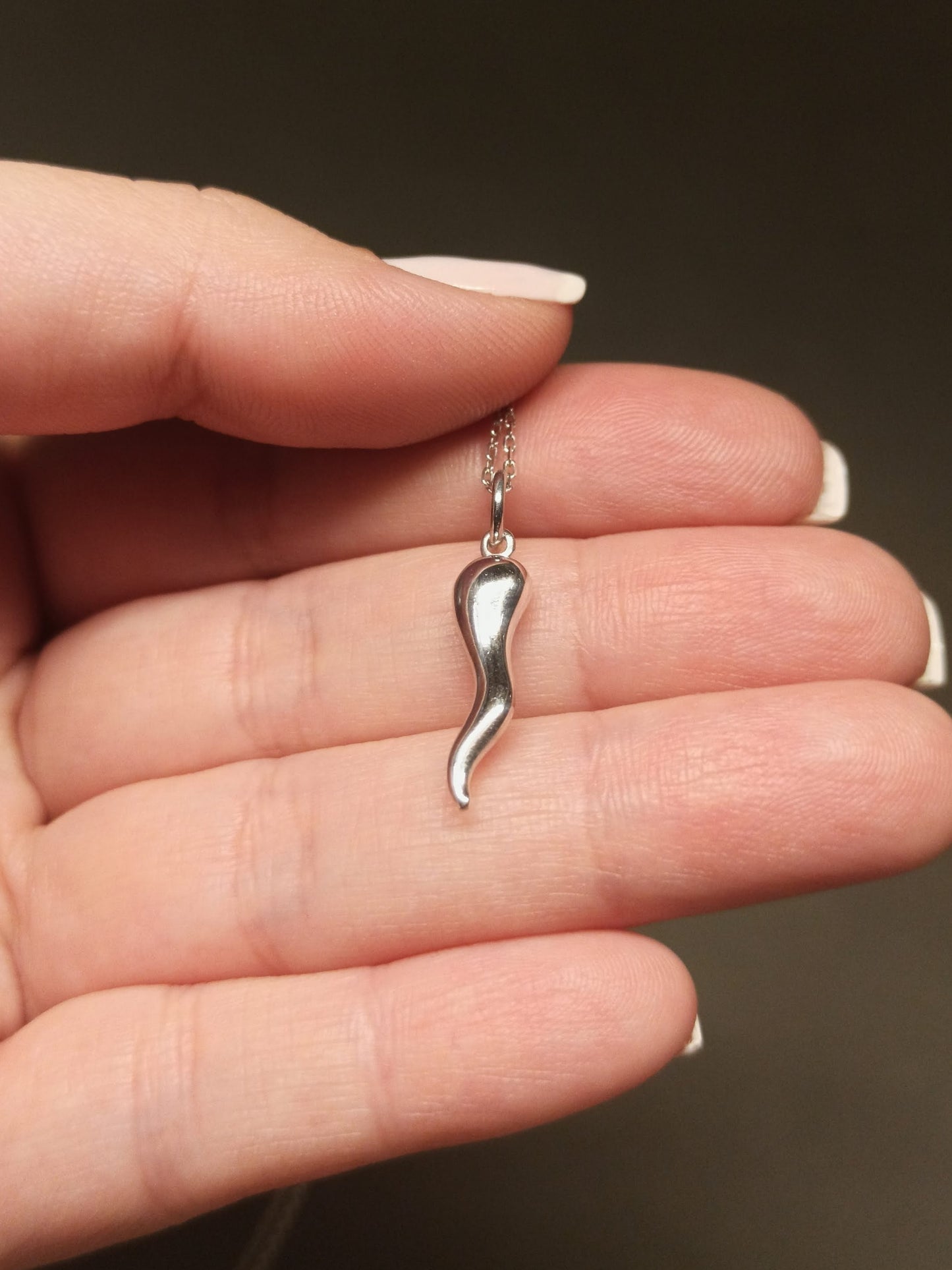 Gümüş Cornicello Kolye (İtalyan Şans Boynuzu)