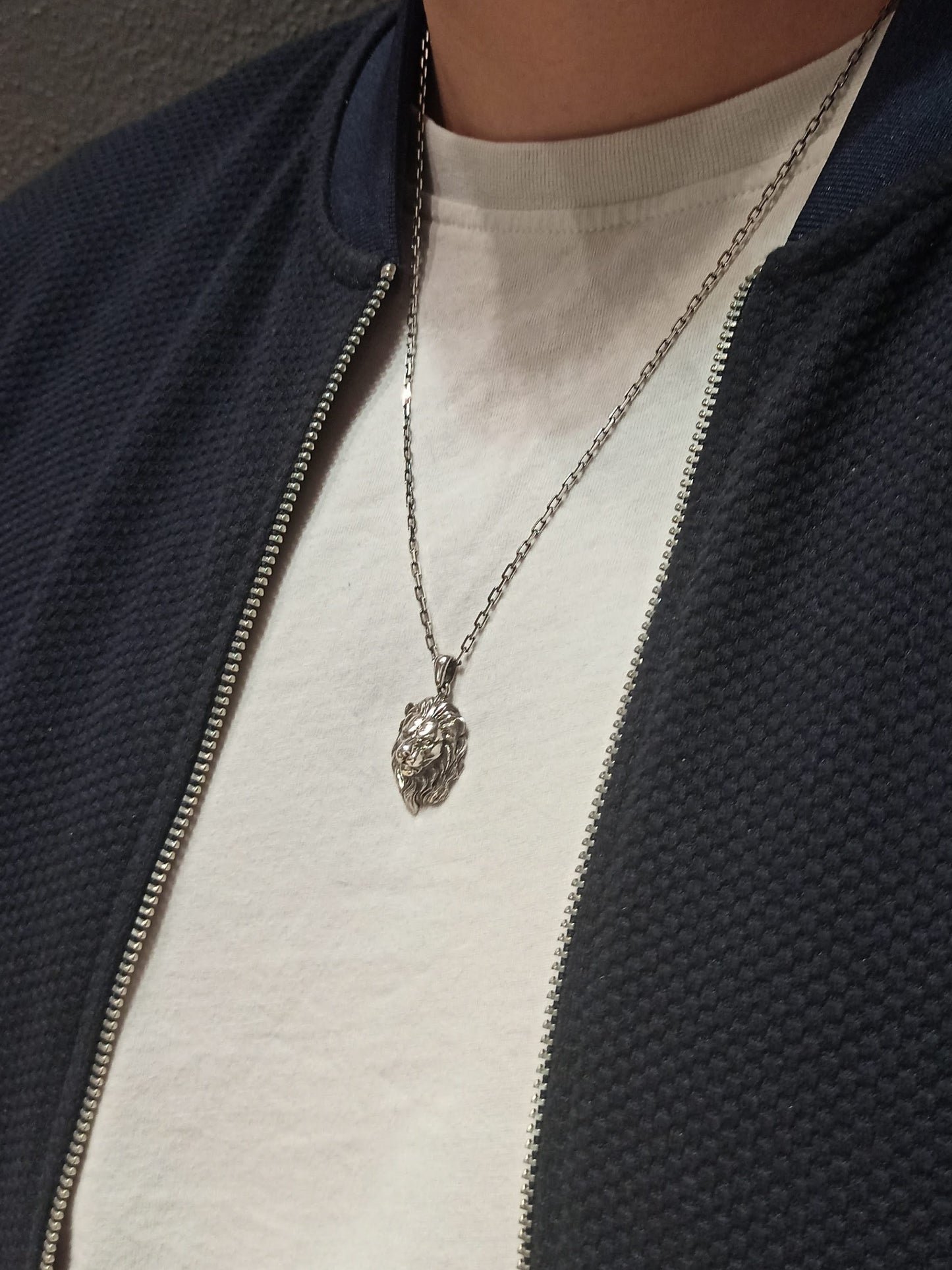 Gümüş Aslan Başı Erkek Kolye