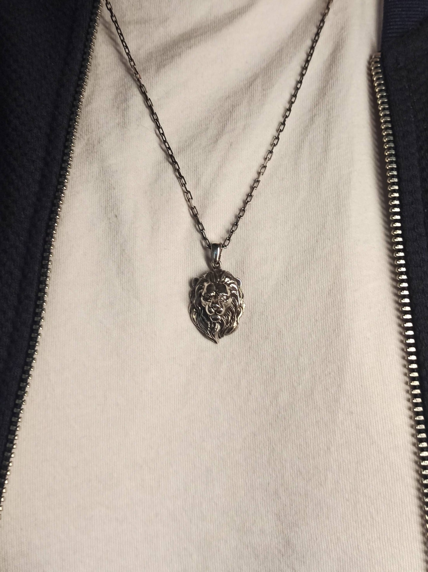 Gümüş Aslan Başı Erkek Kolye