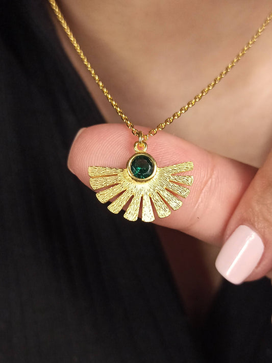 Güneş Formlu Japon Yelpazesi Kolye