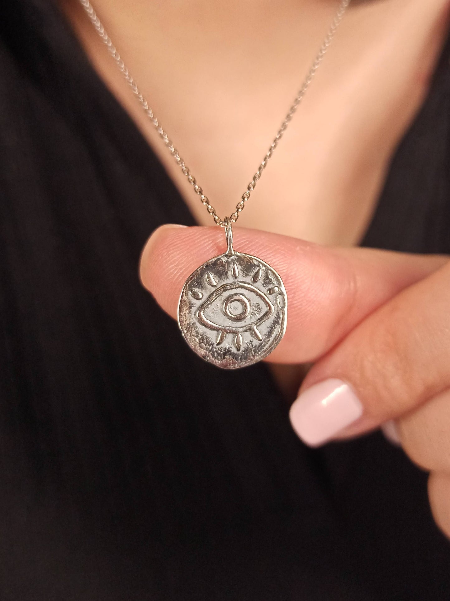 Antik Göz Madalyon Kolye, Çift Taraflı Kullanım