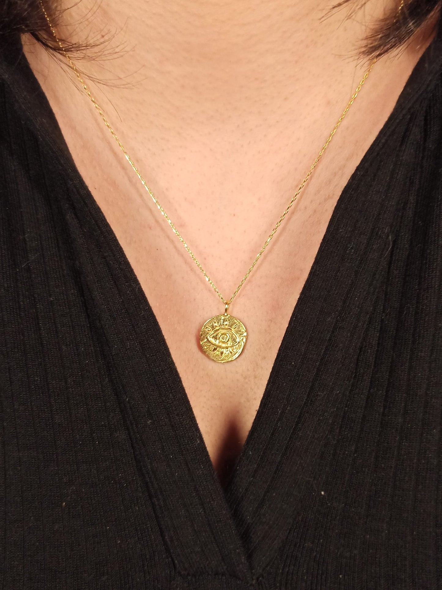 Antik Göz Madalyon Kolye, Çift Taraflı Kullanım