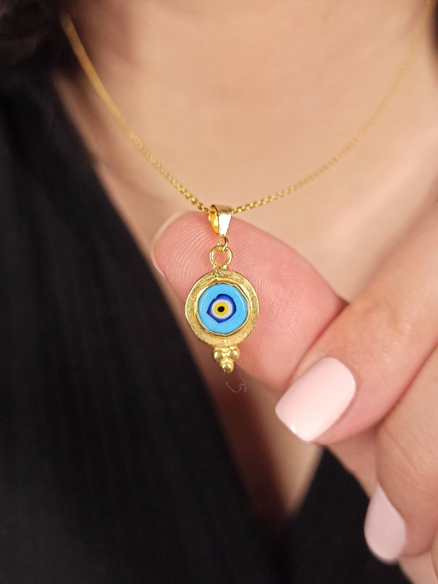 Sıvama Nazar Boncuğu Gümüş Kolye