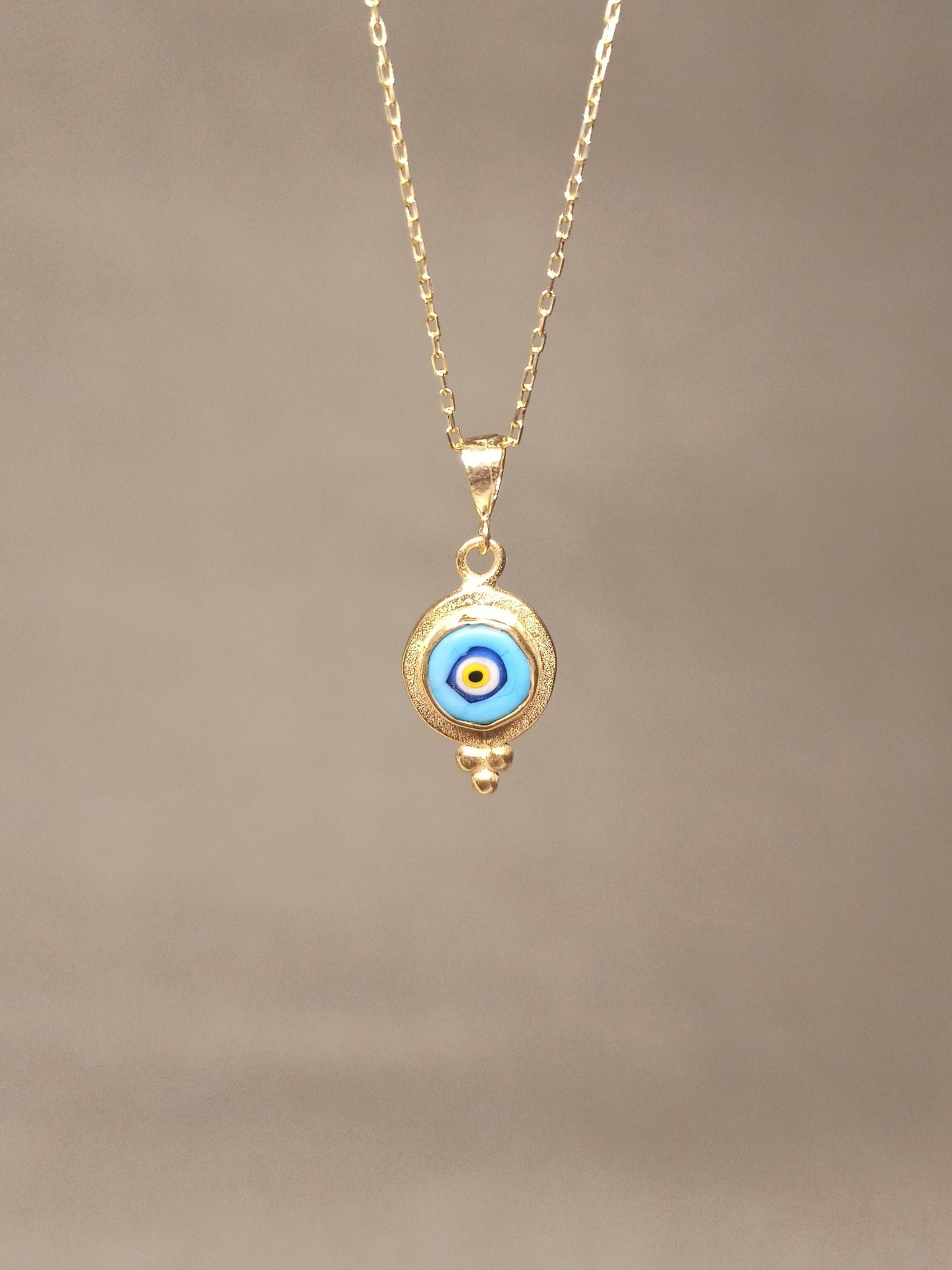 Sıvama Nazar Boncuğu Gümüş Kolye