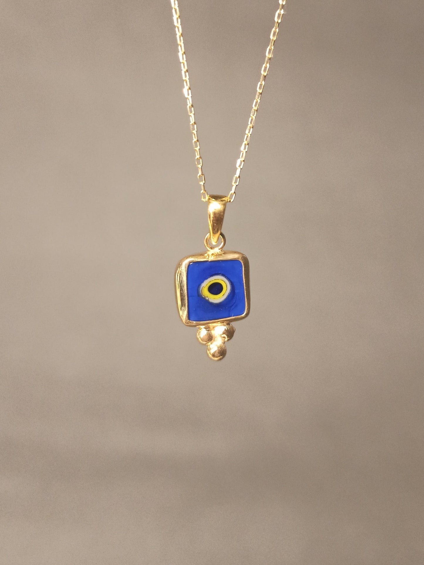 Kare Nazar Boncuğu Gümüş Kolye