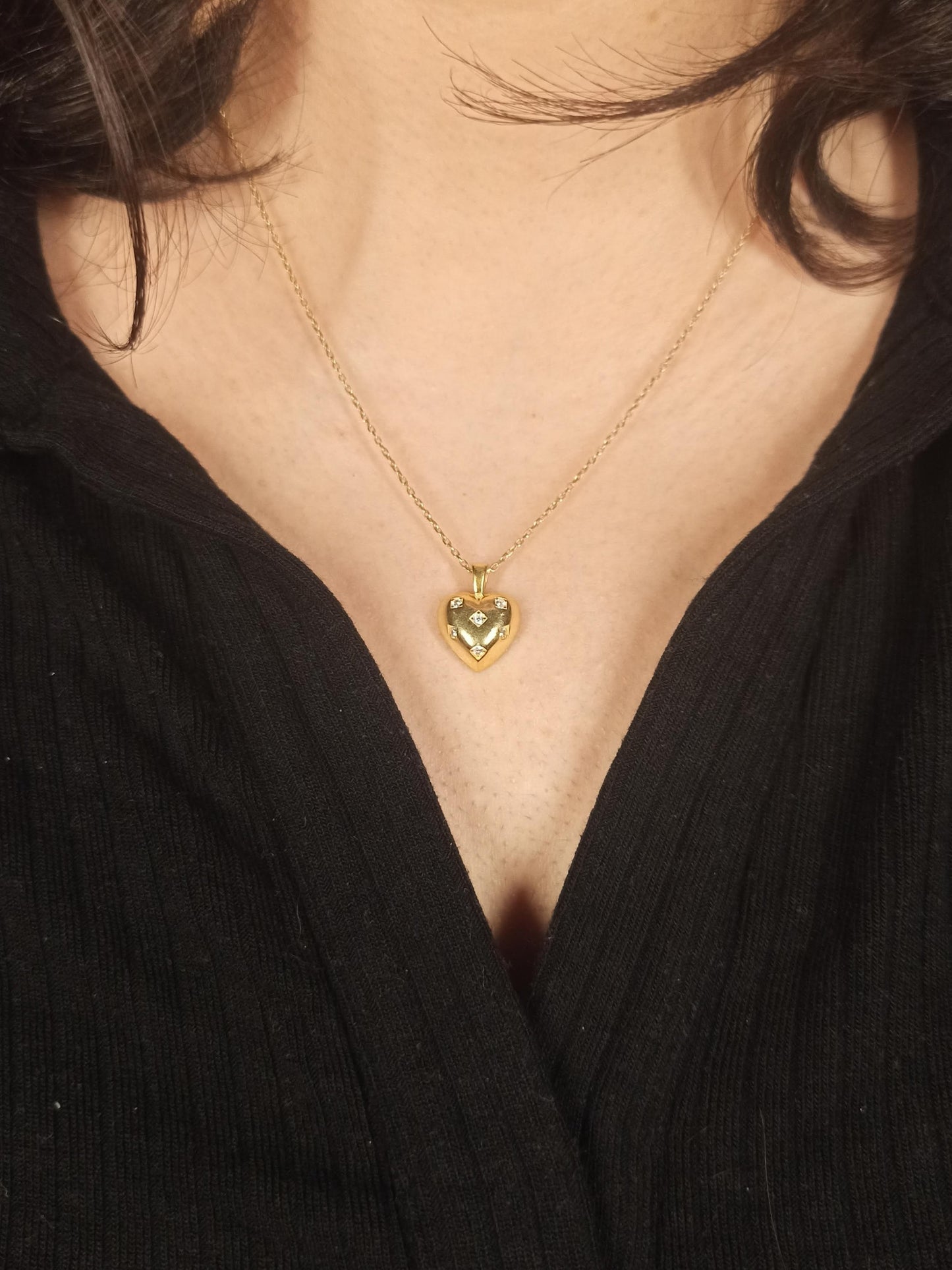 Gümüş Zirkon Taşlı Kalp Kolye