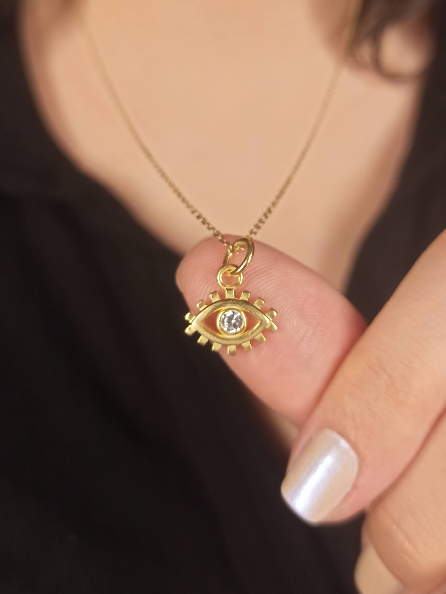 Mini Zirkon Taşlı Göz Kolye, Nazarlık Koruyucu Takı
