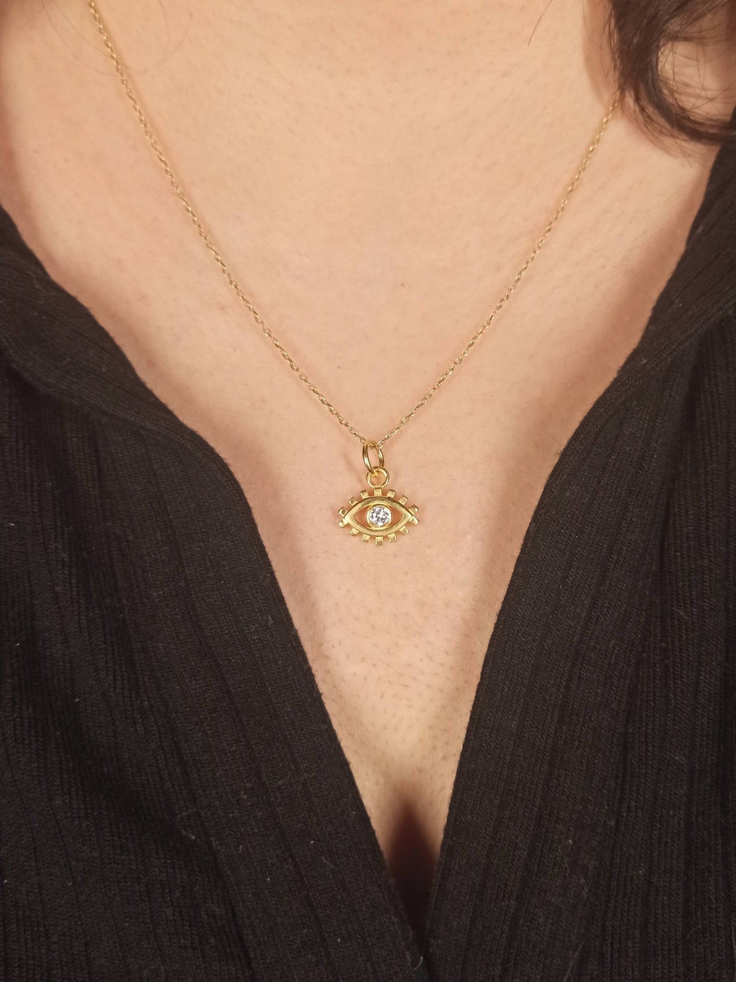 Mini Zirkon Taşlı Göz Kolye, Nazarlık Koruyucu Takı