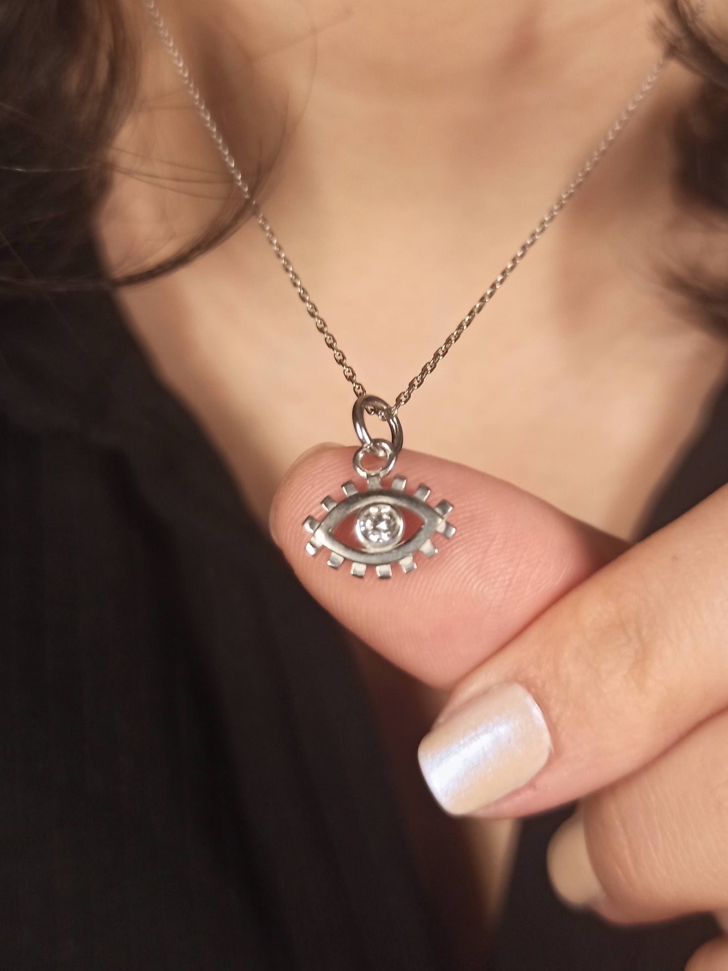 Mini Zirkon Taşlı Göz Kolye, Nazarlık Koruyucu Takı