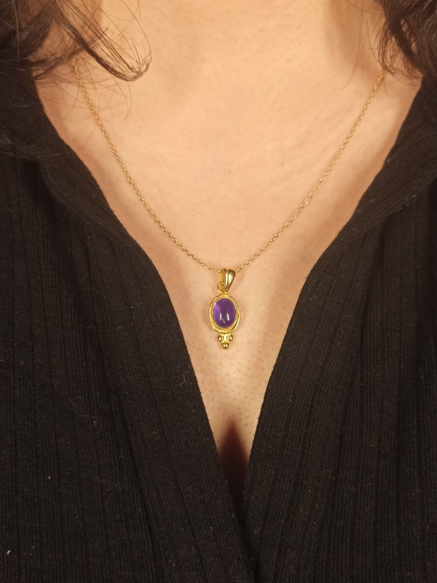 Doğal Ametist Taşlı Kolye