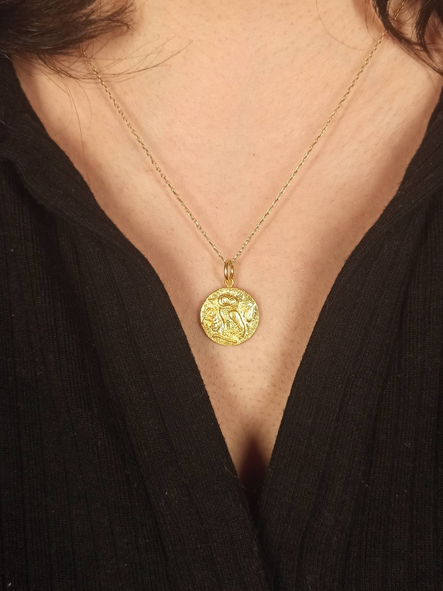 Athena’nın Baykuşu Gümüş Madalyon Kolye