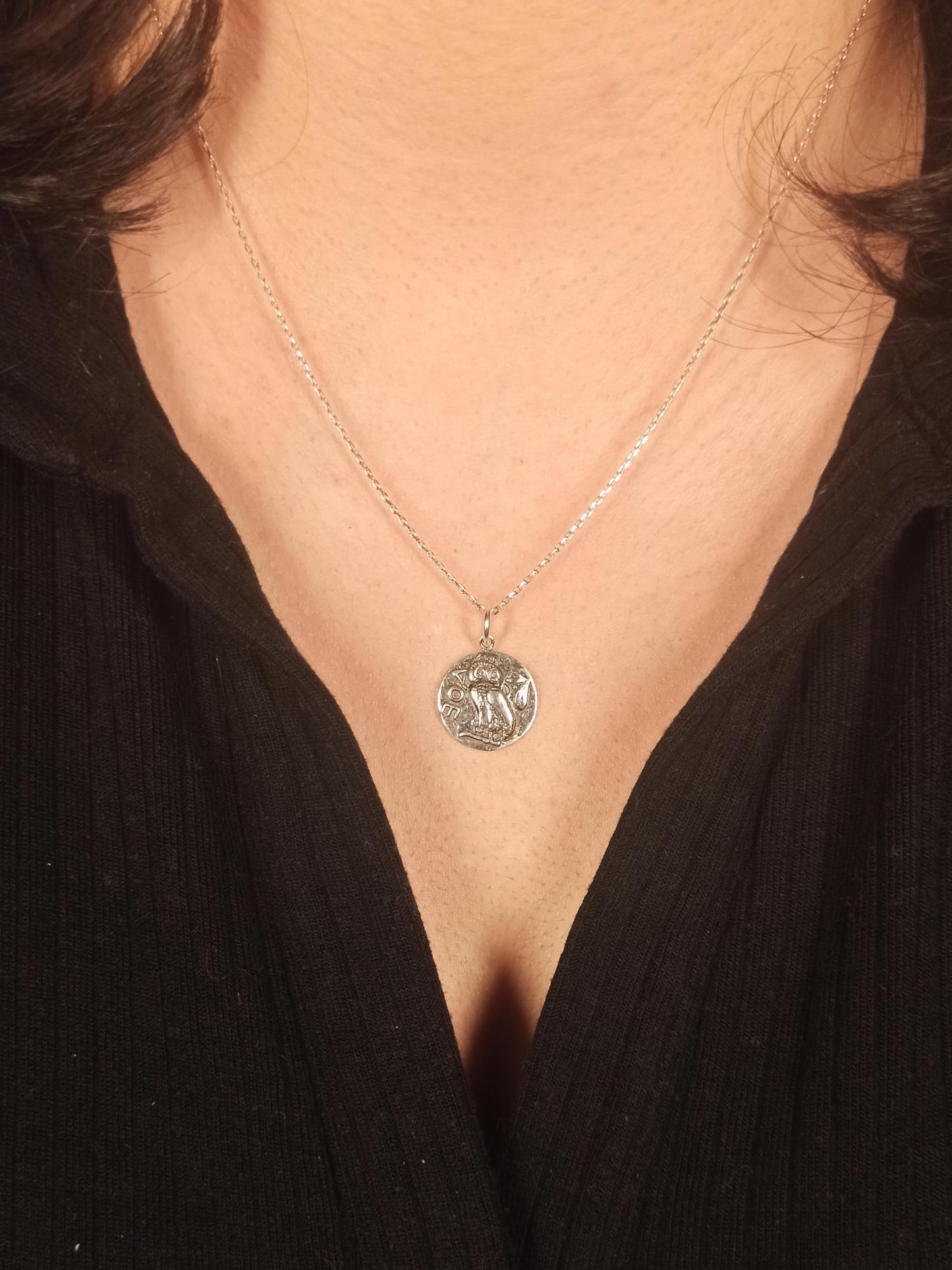 Athena’nın Baykuşu Gümüş Madalyon Kolye