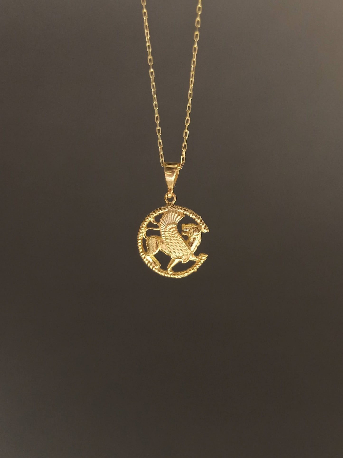 Kanatlı Aslan Sembollü Gümüş Kolye