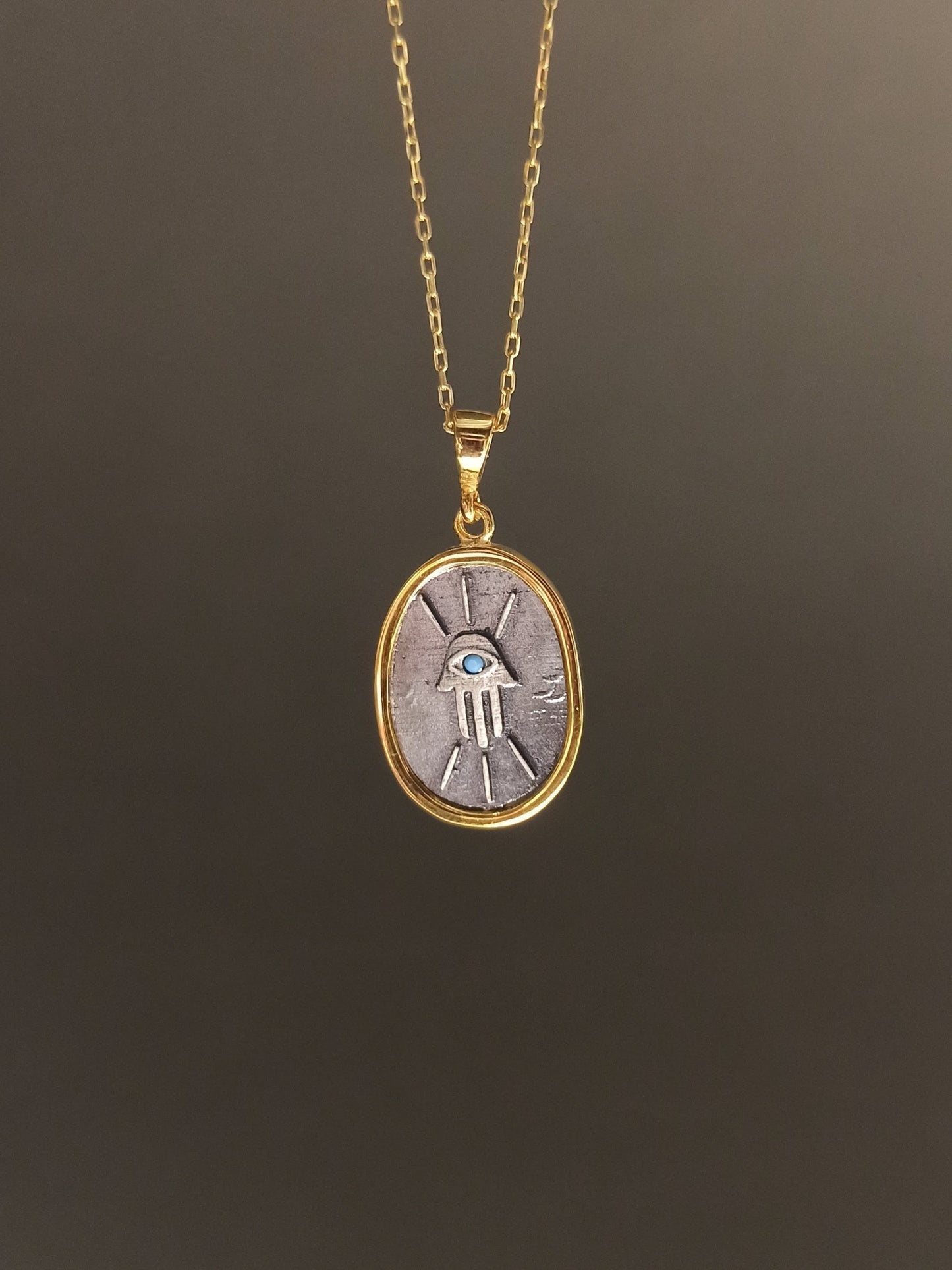 Fatma’nın Eli Göz Motifli Gümüş Kolye