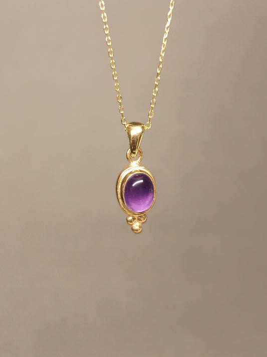 Doğal Ametist Taşlı Kolye