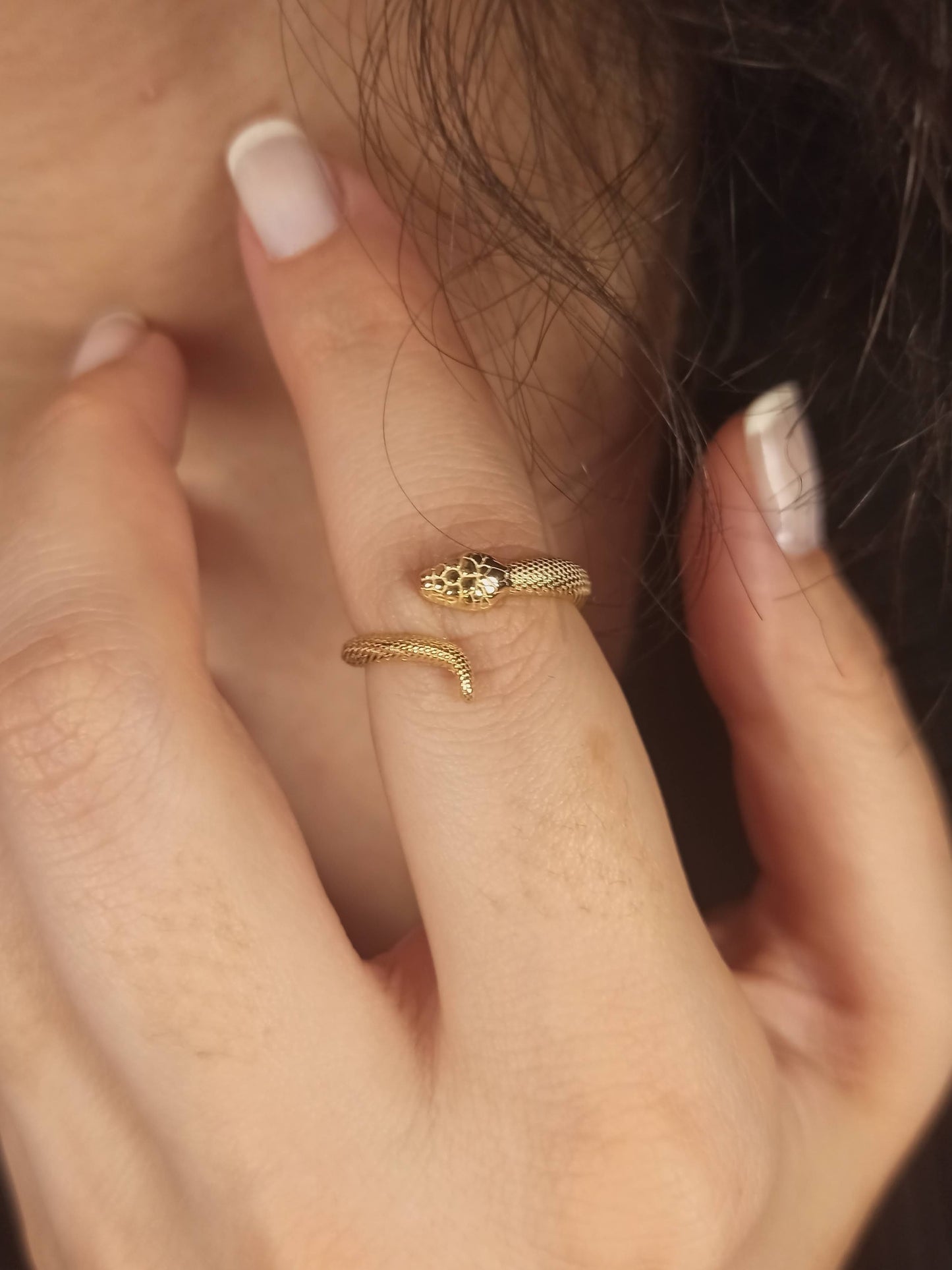 Minimalist Gümüş Yılan Yüzük, Ayarlanabilir